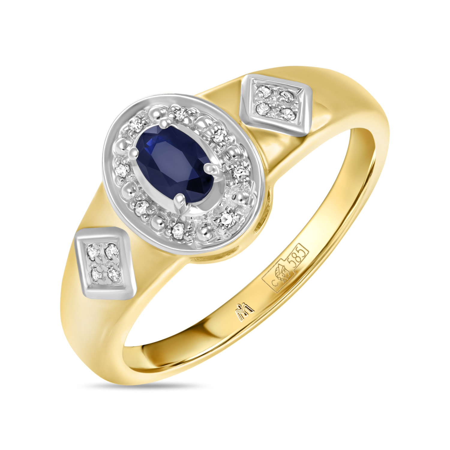 Кольца МЮЗ Золотое кольцо с бриллиантами и сапфиром 30395