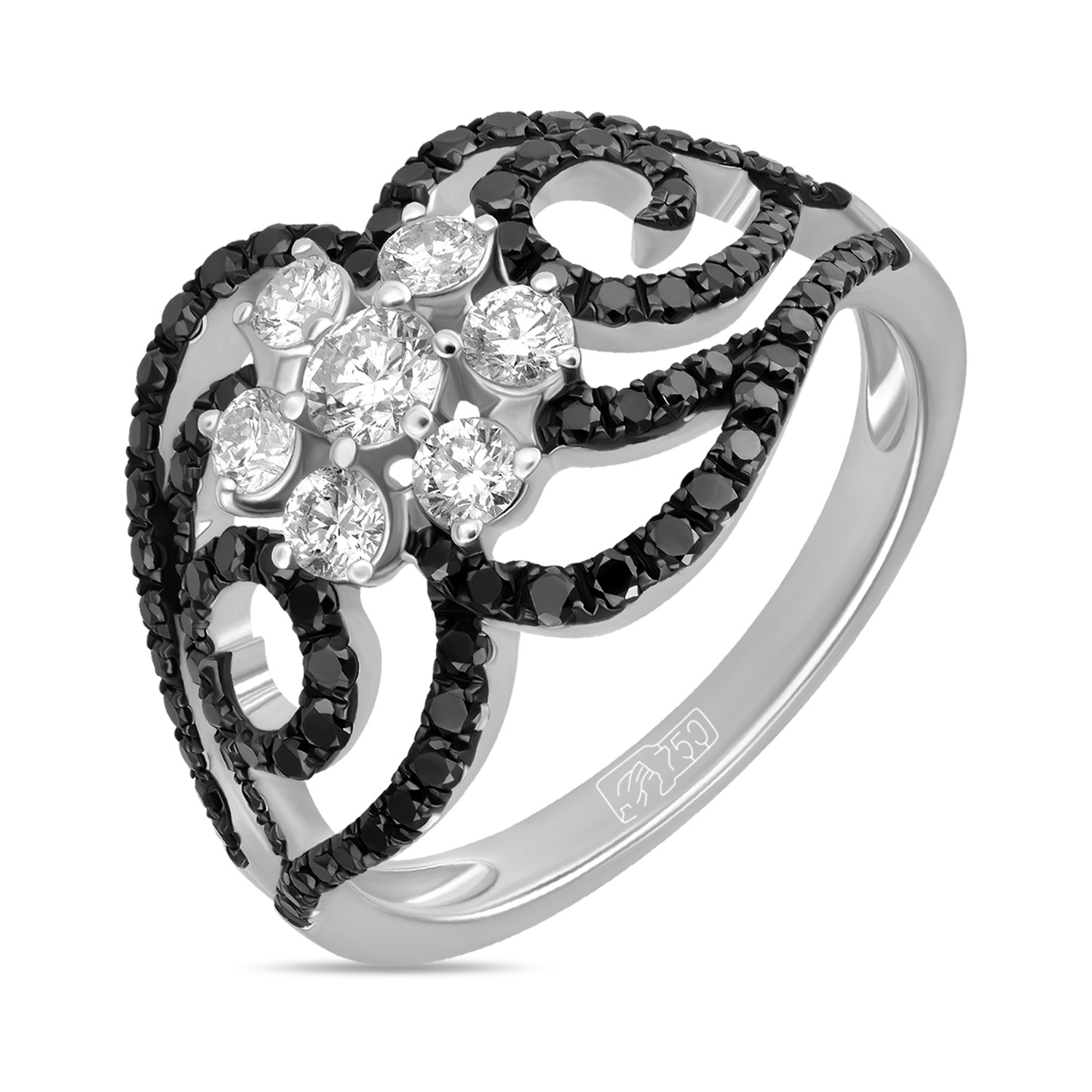 Кольца МЮЗ Золотое кольцо с облагороженными бриллиантами и бриллиантами кольца мюз золотое кольцо с облагороженными бриллиантами и цветными бриллиантами