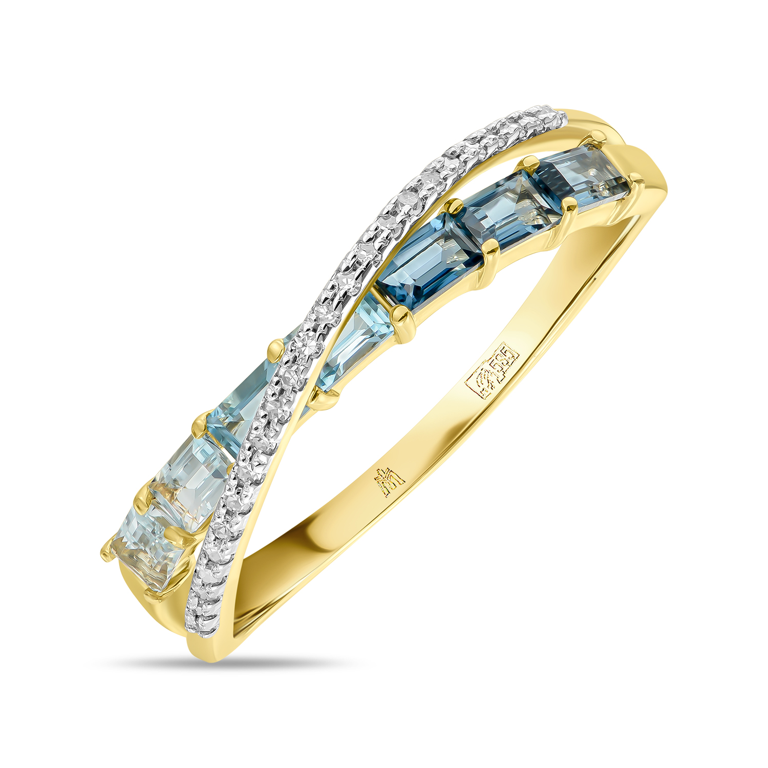 Кольца МЮЗ Кольцо с топазами, бриллиантами и лондон топазами кольцо с раухтопазами и топазами из серебра