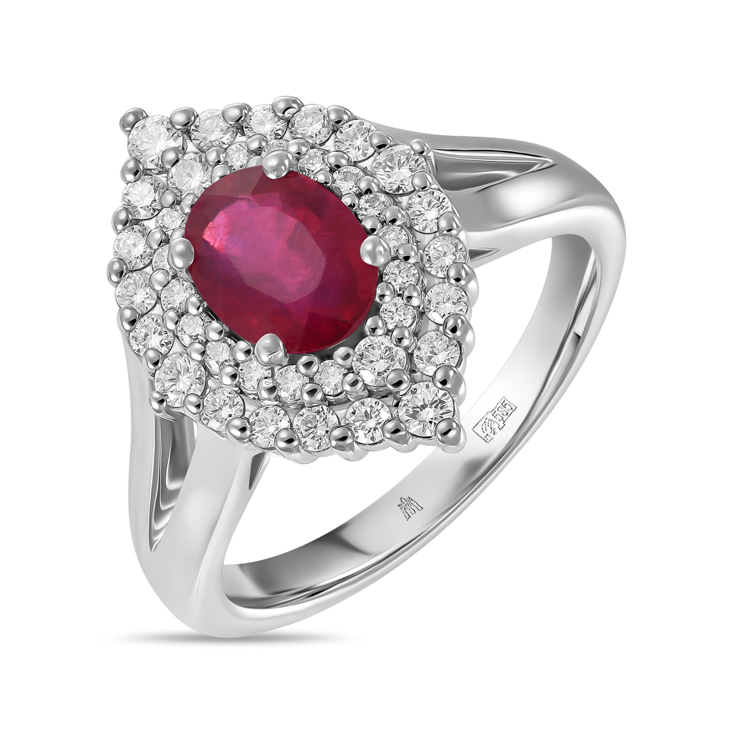 Кольца МЮЗ Кольцо с бриллиантами и облагороженным рубином кольца мюз кольцо с бриллиантами и облагороженным рубином