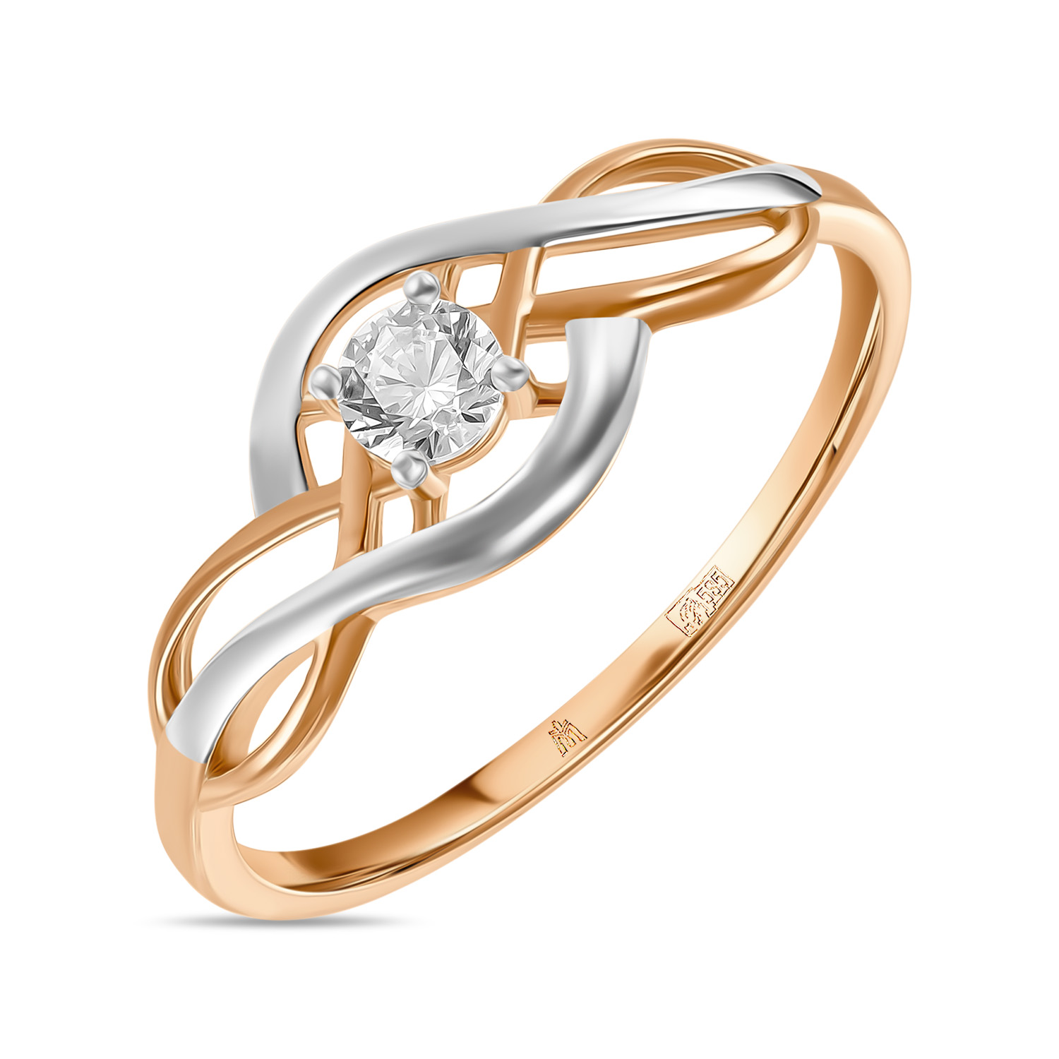 Кольца МЮЗ Золотое кольцо с фианитом кольца мюз золотое кольцо с эмалью стеклом и фианитом