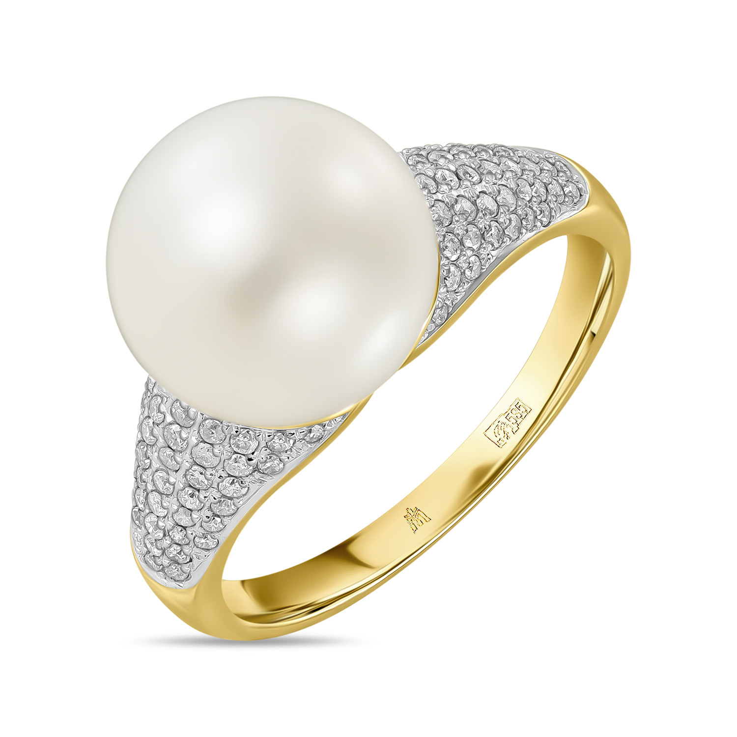 Кольца МЮЗ Золотое кольцо с бриллиантами и жемчугом кольца джей ви золотое кольцо с турмалином жемчугом бриллиантами