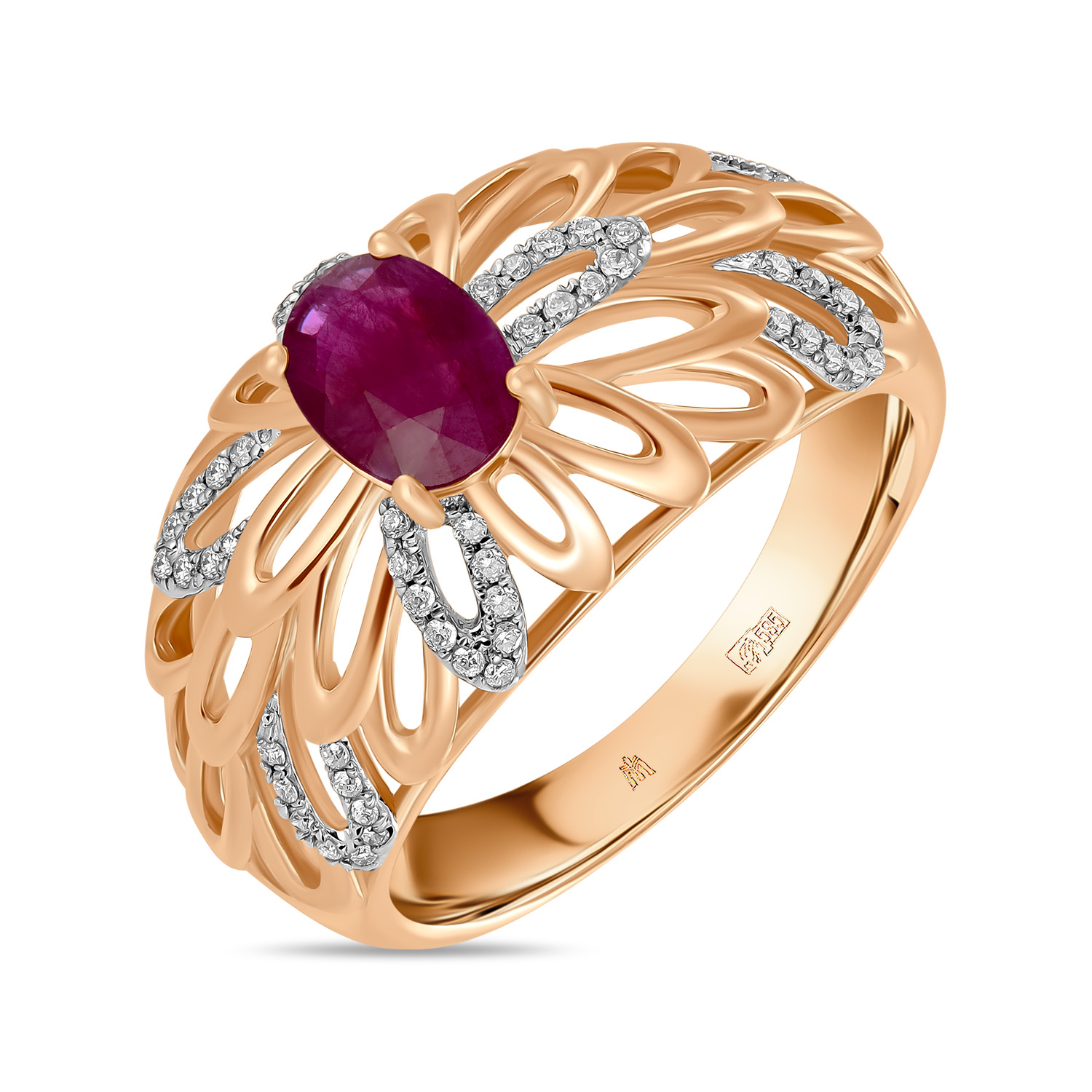 Кольца МЮЗ Золотое кольцо с бриллиантами и рубином золотое кольцо с бриллиантами рубином сапфиром
