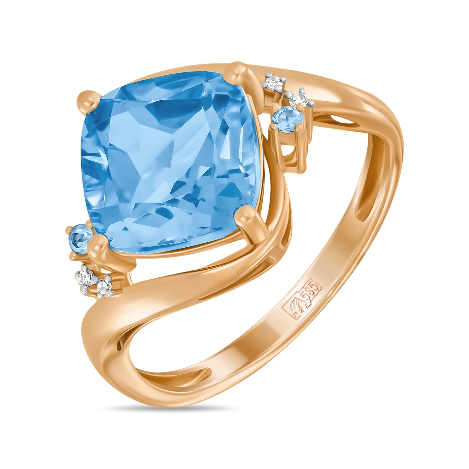 Кольца МЮЗ Золотое кольцо с топазом и бриллиантами 29195
