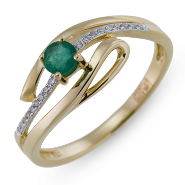 Кольца МЮЗ Золотое кольцо с бриллиантами и изумрудом 28360