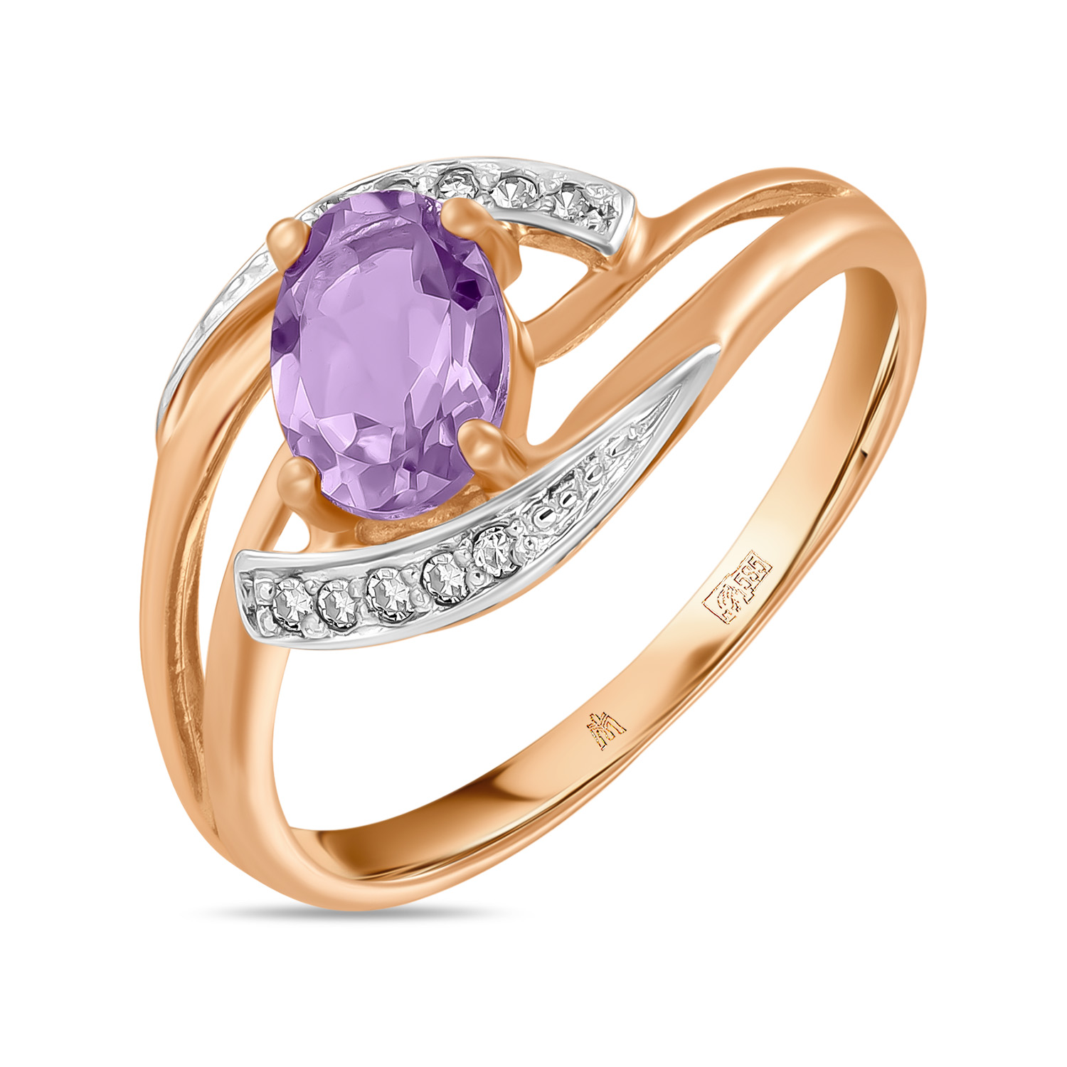 Кольца МЮЗ Золотое кольцо с аметистом и бриллиантами кольца мюз золотое кольцо с аметистом и бриллиантами