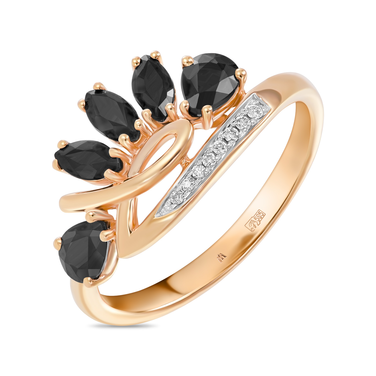 Кольца МЮЗ Золотое кольцо с бриллиантами и цветными сапфирами кольца мюз золотое кольцо с бриллиантами цветными сапфирами и сапфирами