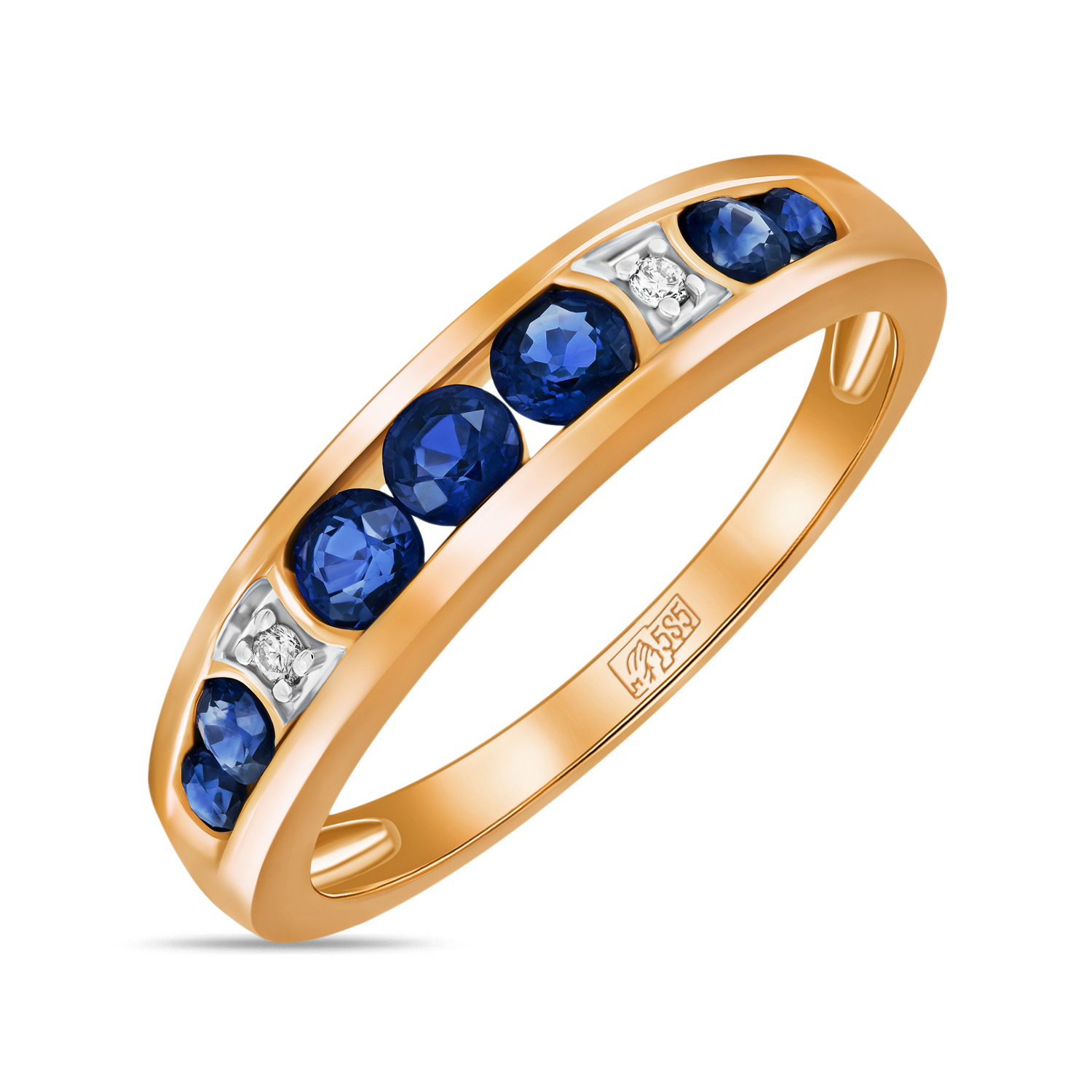 Кольца МЮЗ Золотое кольцо с бриллиантами и сапфирами 33996