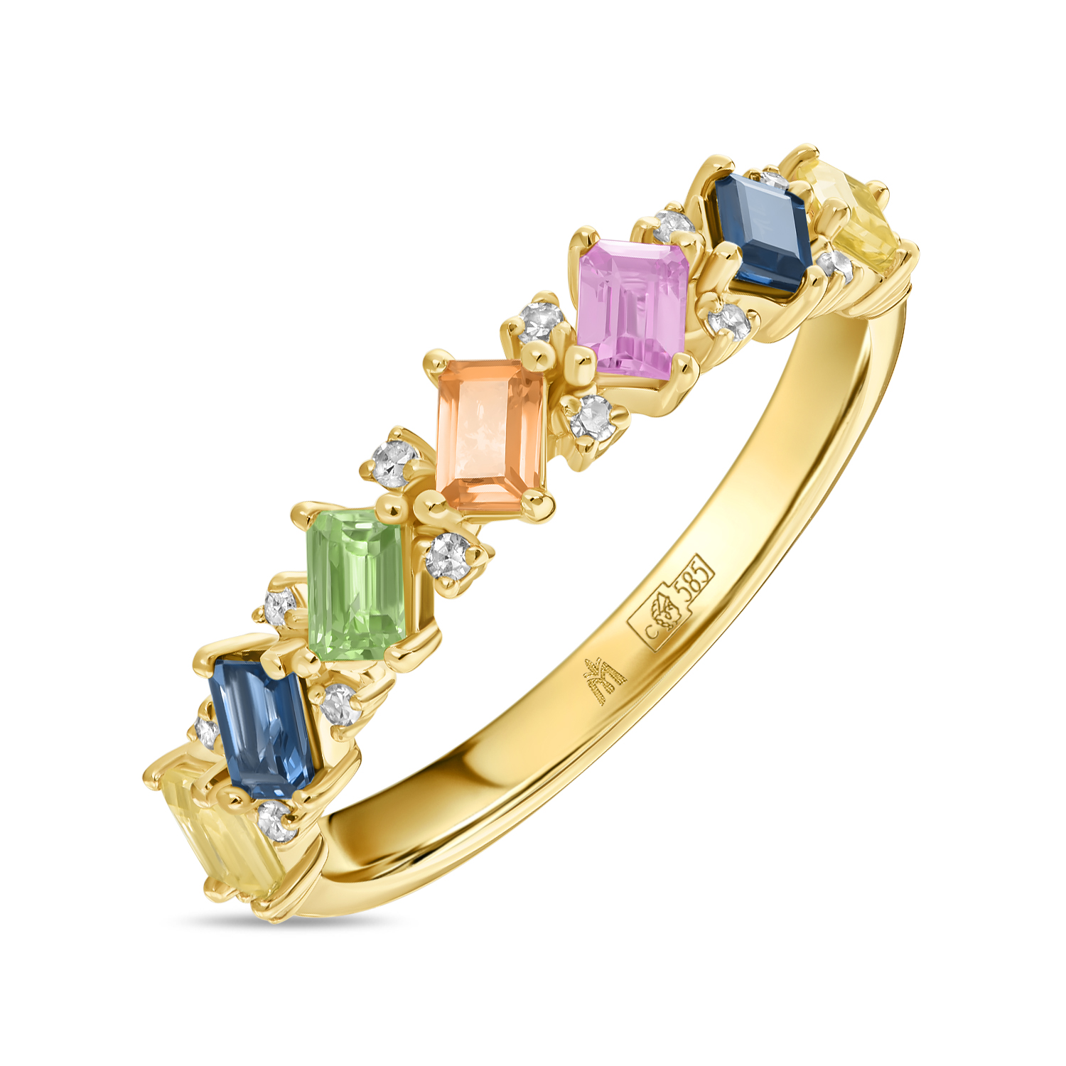 Кольца МЮЗ Кольцо с бриллиантами, сапфирами и цветными сапфирами miuz ru кольцо c бриллиантами и цветными сапфирами