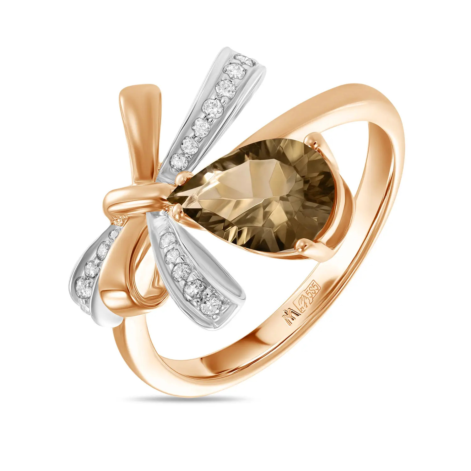 Кольца МЮЗ Золотое кольцо с бриллиантами и кварцем кольца мюз золотое кольцо с топазом бриллиантами и кварцем