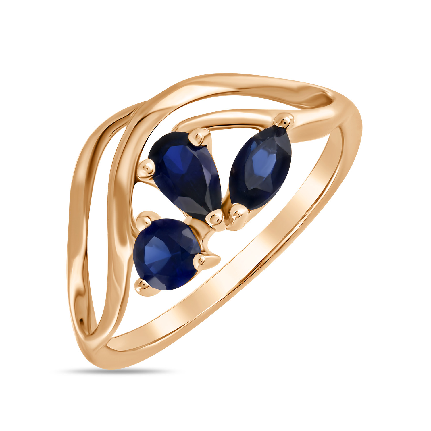 Кольца МЮЗ Золотое кольцо с выращенным сапфиром кольца мюз золотое кольцо с топазом и выращенным сапфиром