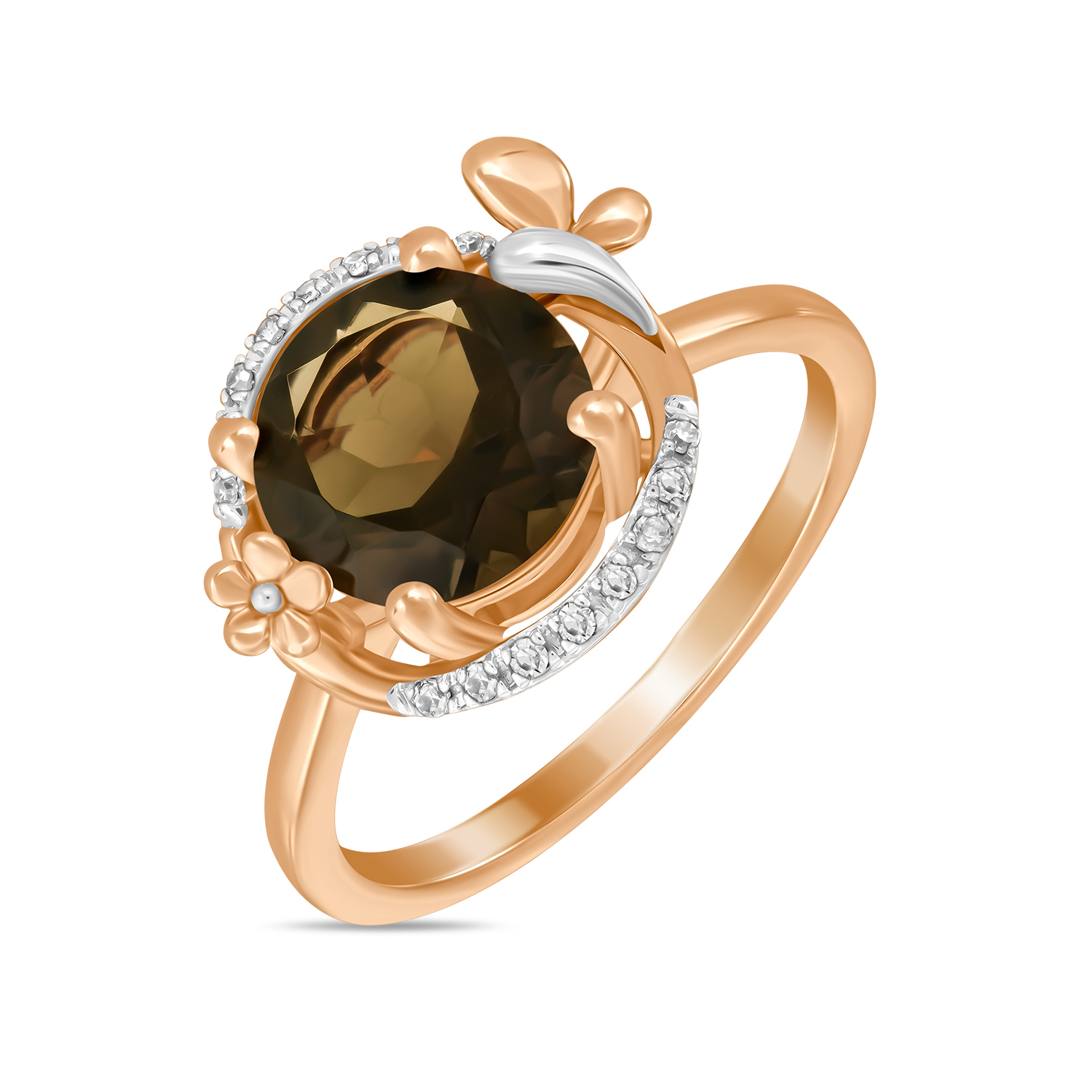 Кольца МЮЗ Золотое кольцо с бриллиантами и кварцем кольца эстет золотое кольцо с кварцем