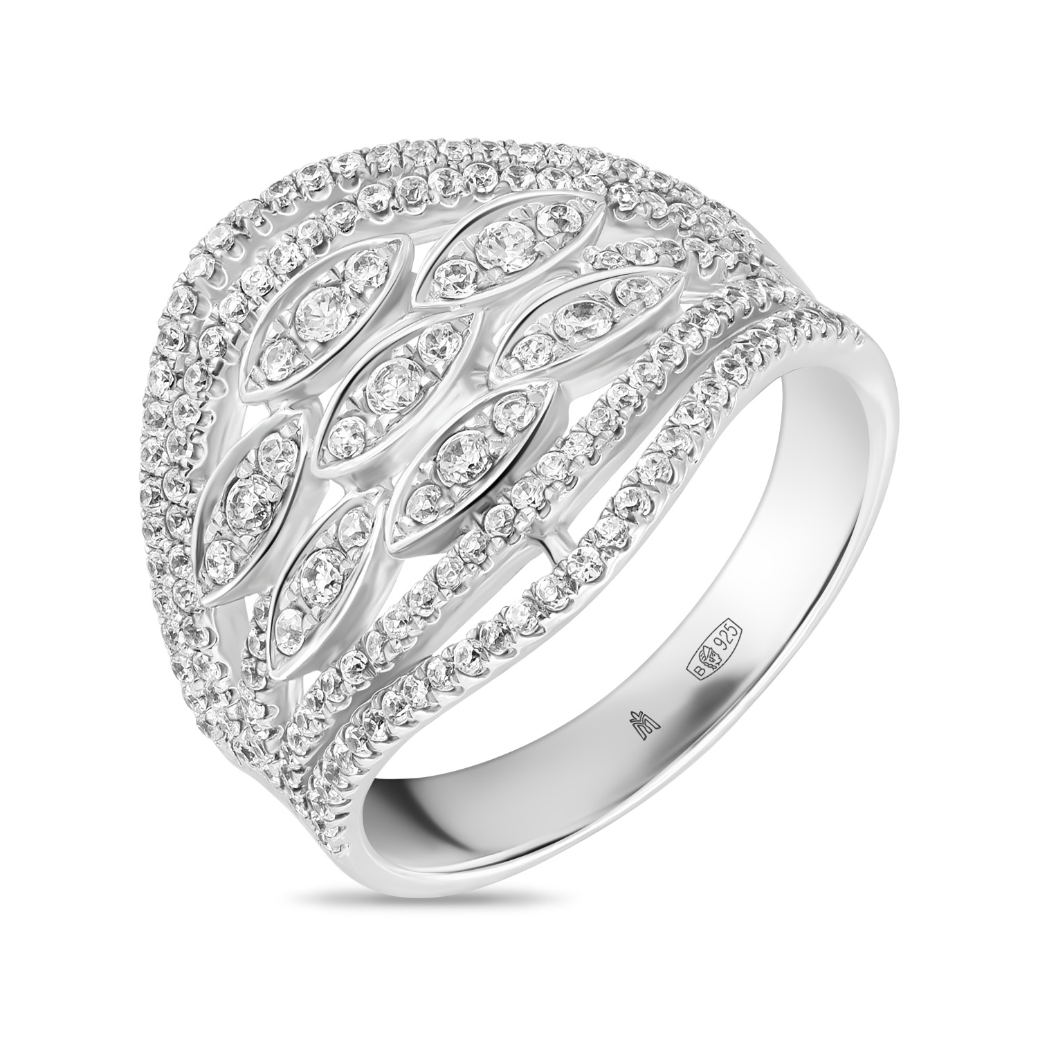 Кольца МЮЗ Серебряное кольцо с фианитами кольца мюз серебряное кольцо с хризолитом и фианитами