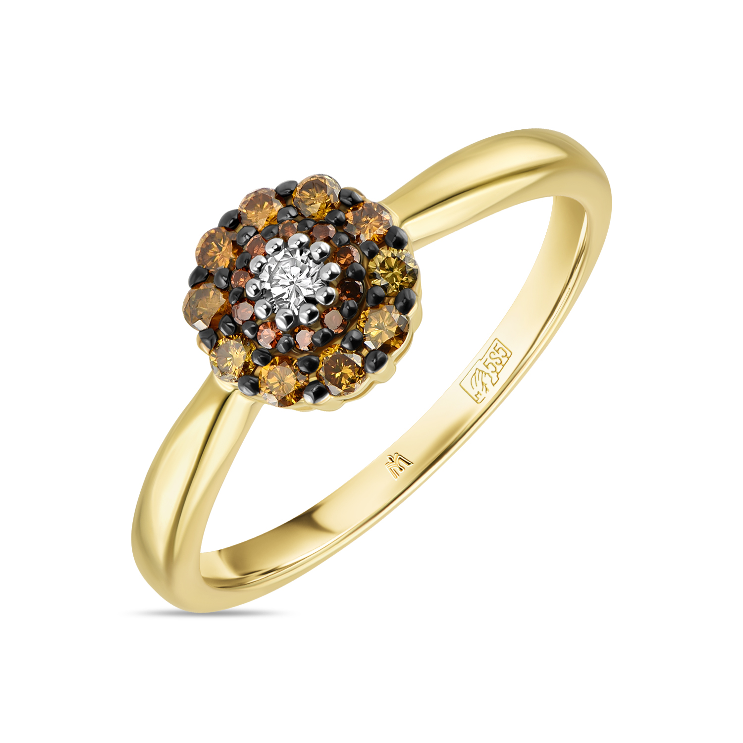 Кольца МЮЗ Кольцо с цветными бриллиантами, цветными бриллиантами и бриллиантом кольца мюз кольцо с цветными бриллиантами и бриллиантами