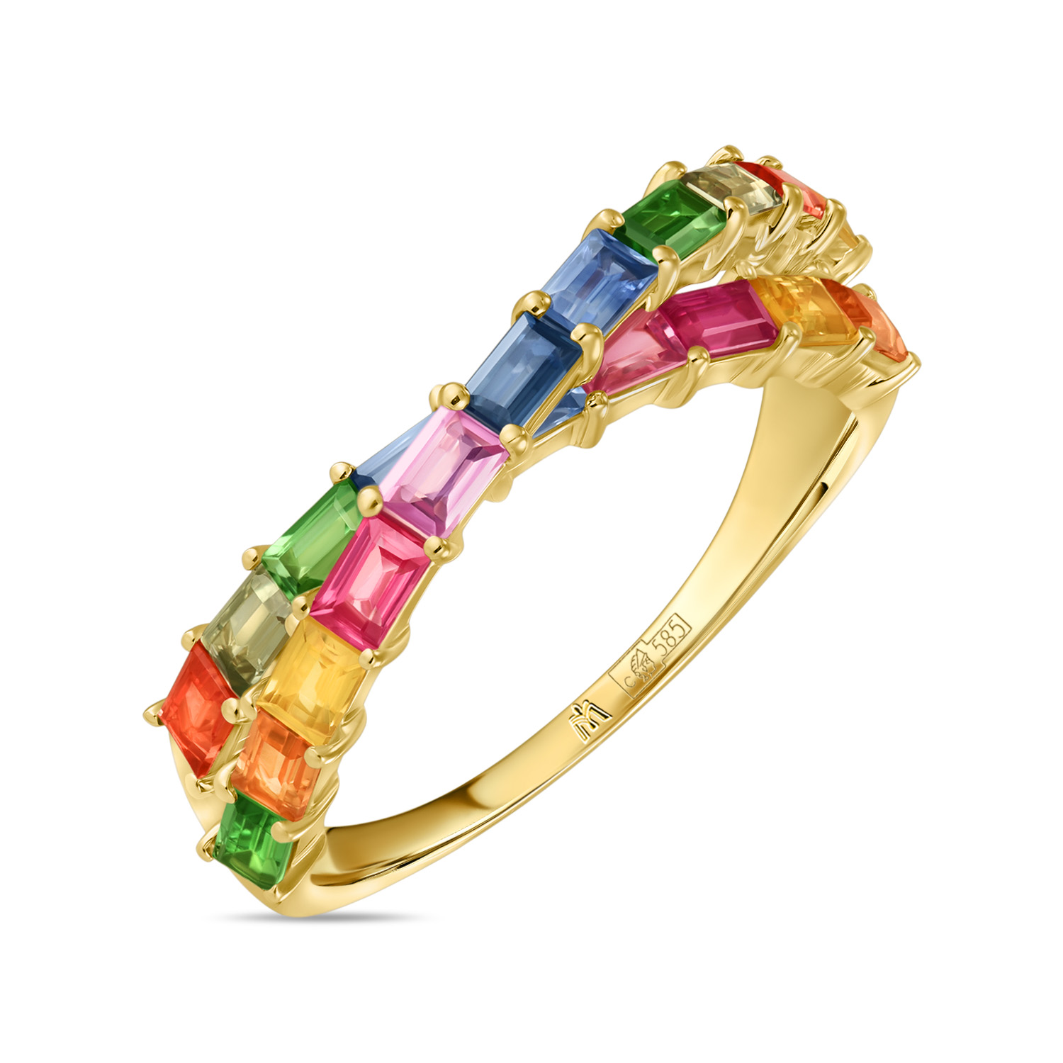 Кольца МЮЗ Кольцо с гранатами, сапфирами и цветными сапфирами кольца мюз кольцо с бриллиантом и цветными сапфирами