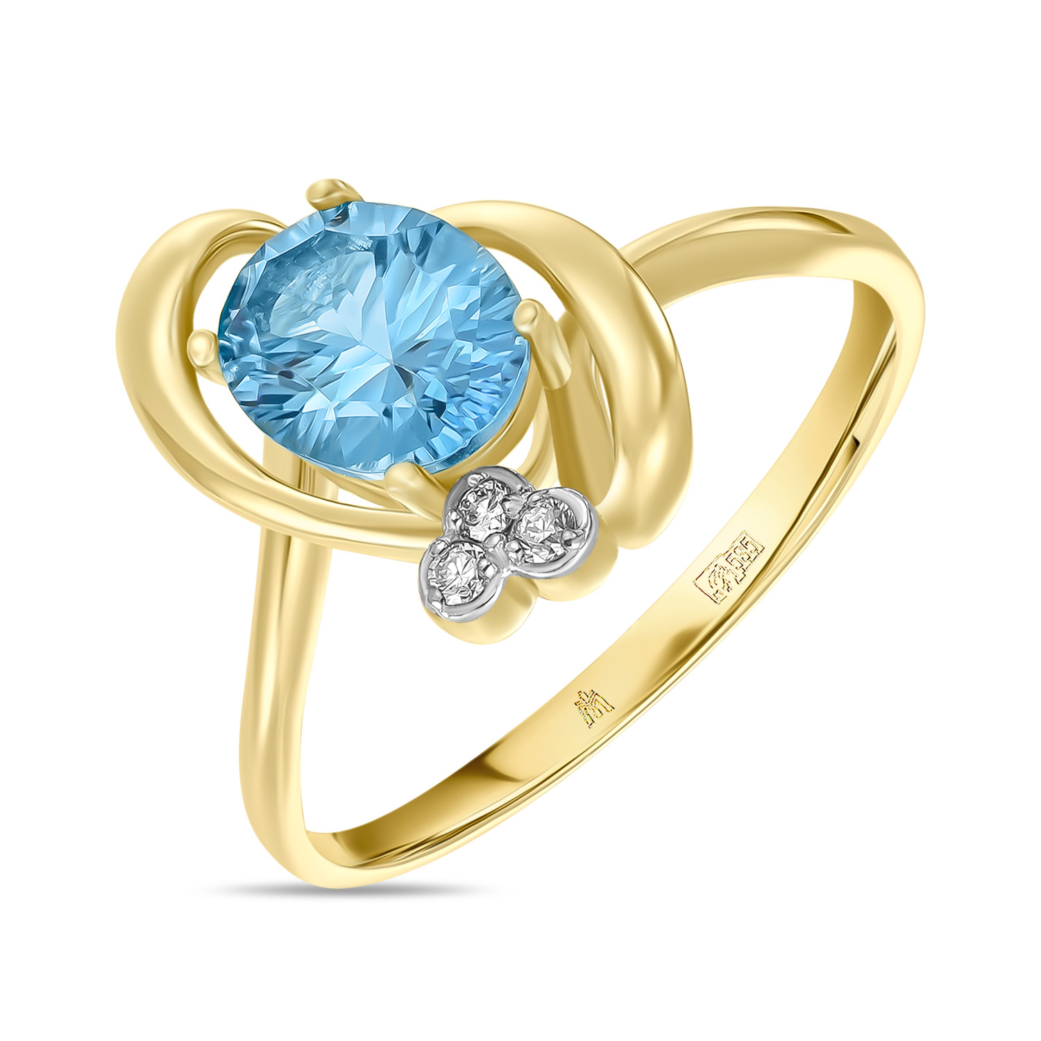 Кольца МЮЗ Золотое кольцо с топазом и бриллиантами кольца мюз золотое кольцо с бриллиантами и топазом