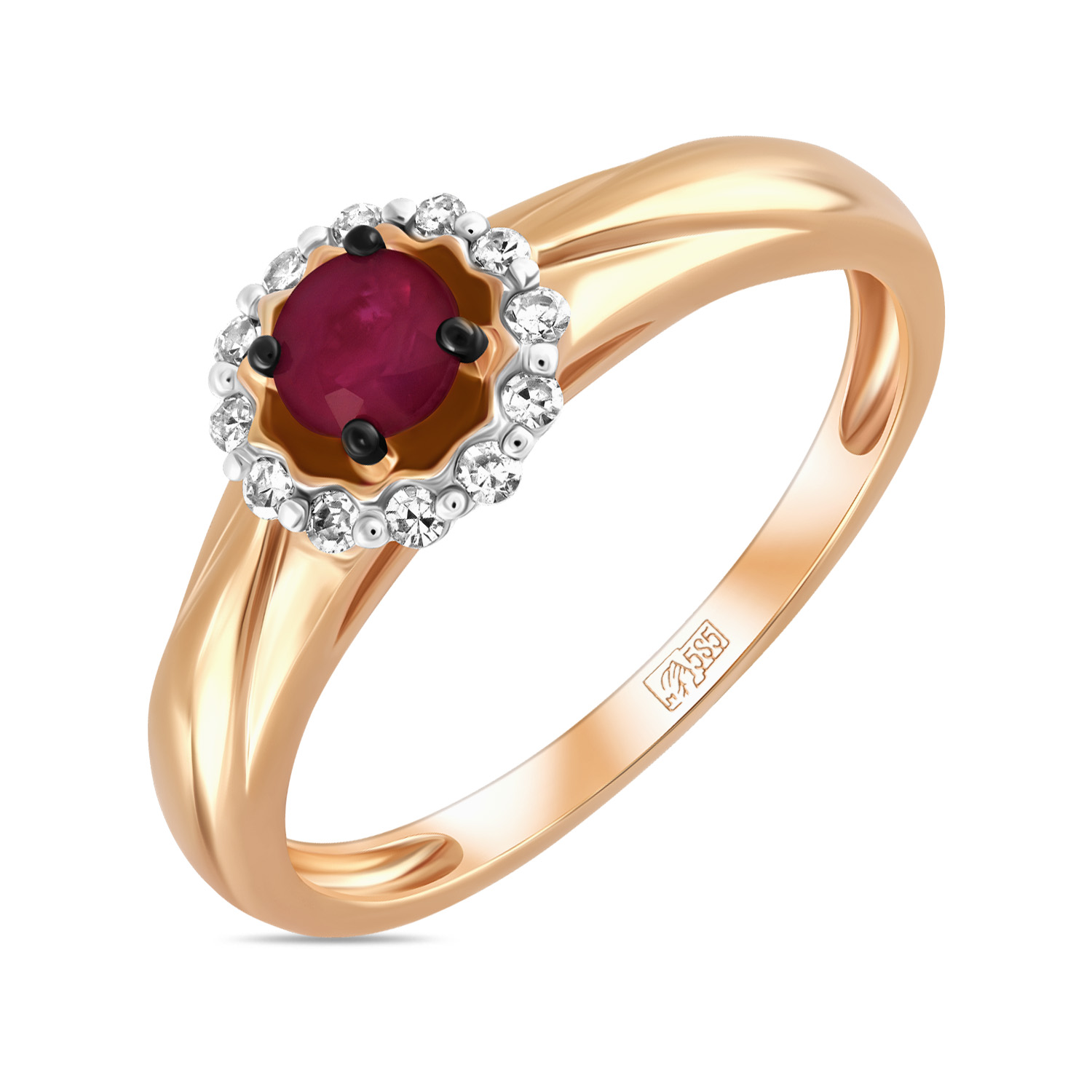 Кольца МЮЗ Золотое кольцо с бриллиантами и рубином 31160