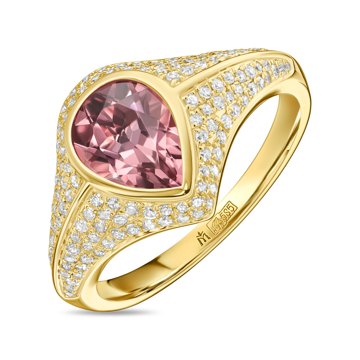 Кольца МЮЗ Кольцо с бриллиантами и турмалином золотое кольцо с бриллиантами турмалином