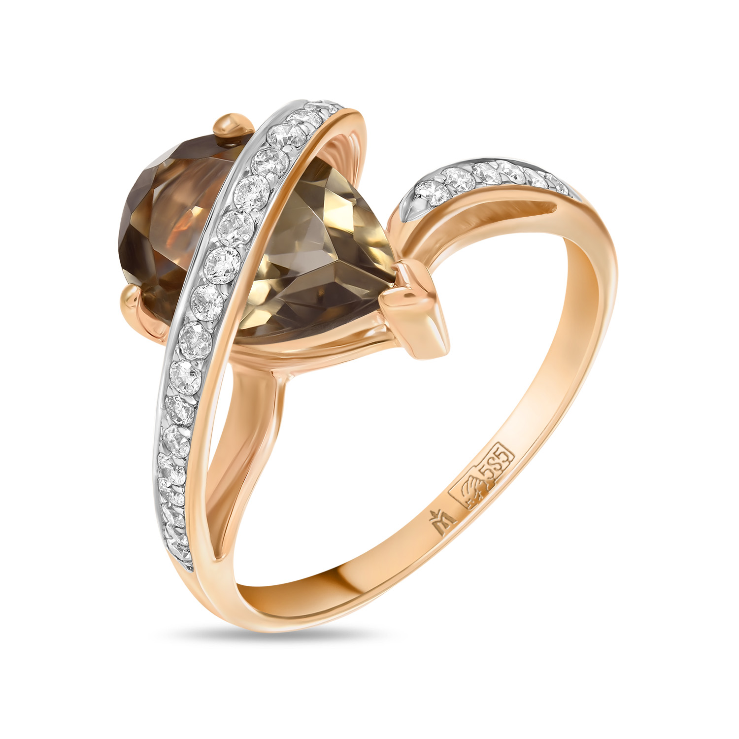 Кольца МЮЗ Золотое кольцо с бриллиантами и кварцем кольца мюз золотое кольцо с топазом бриллиантами и кварцем