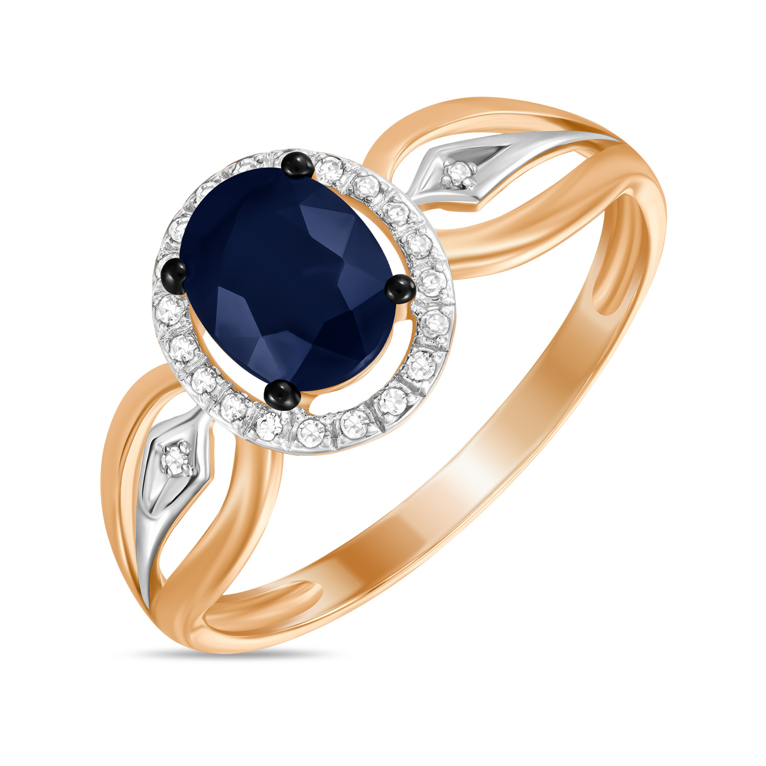 Кольца МЮЗ Золотое кольцо с бриллиантами и цветными сапфирами 31450