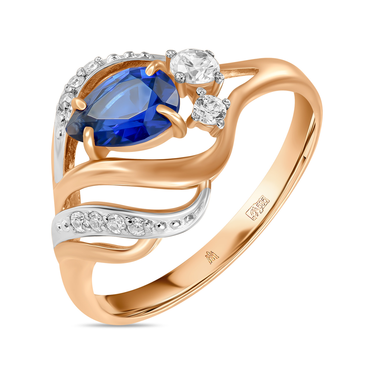 Кольца МЮЗ Золотое кольцо с синтетической шпинелью и фианитами кольца мюз золотое кольцо с синтетической шпинелью и фианитами
