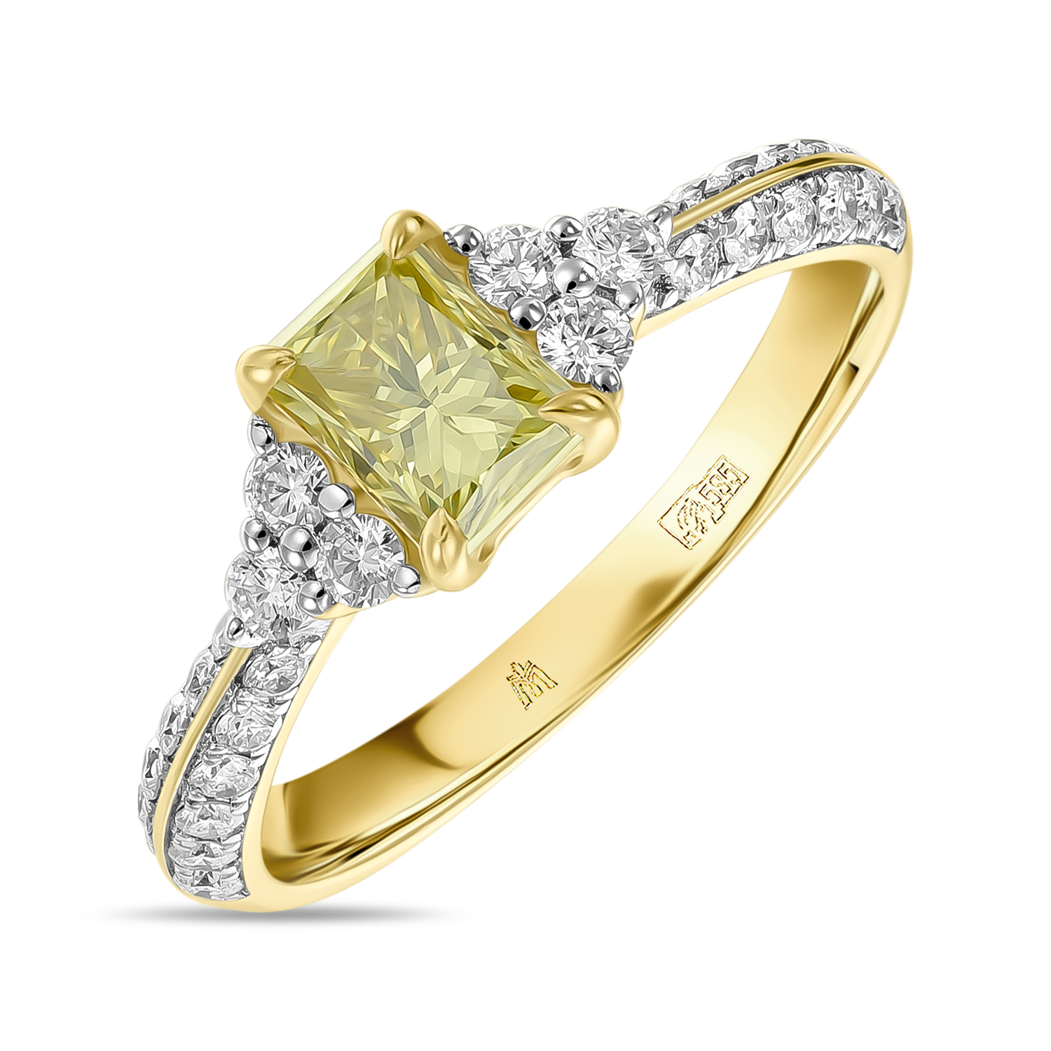 Кольца МЮЗ Кольцо с облагороженными бриллиантами и бриллиантами кольца мюз кольцо с облагороженными бриллиантами и бриллиантом