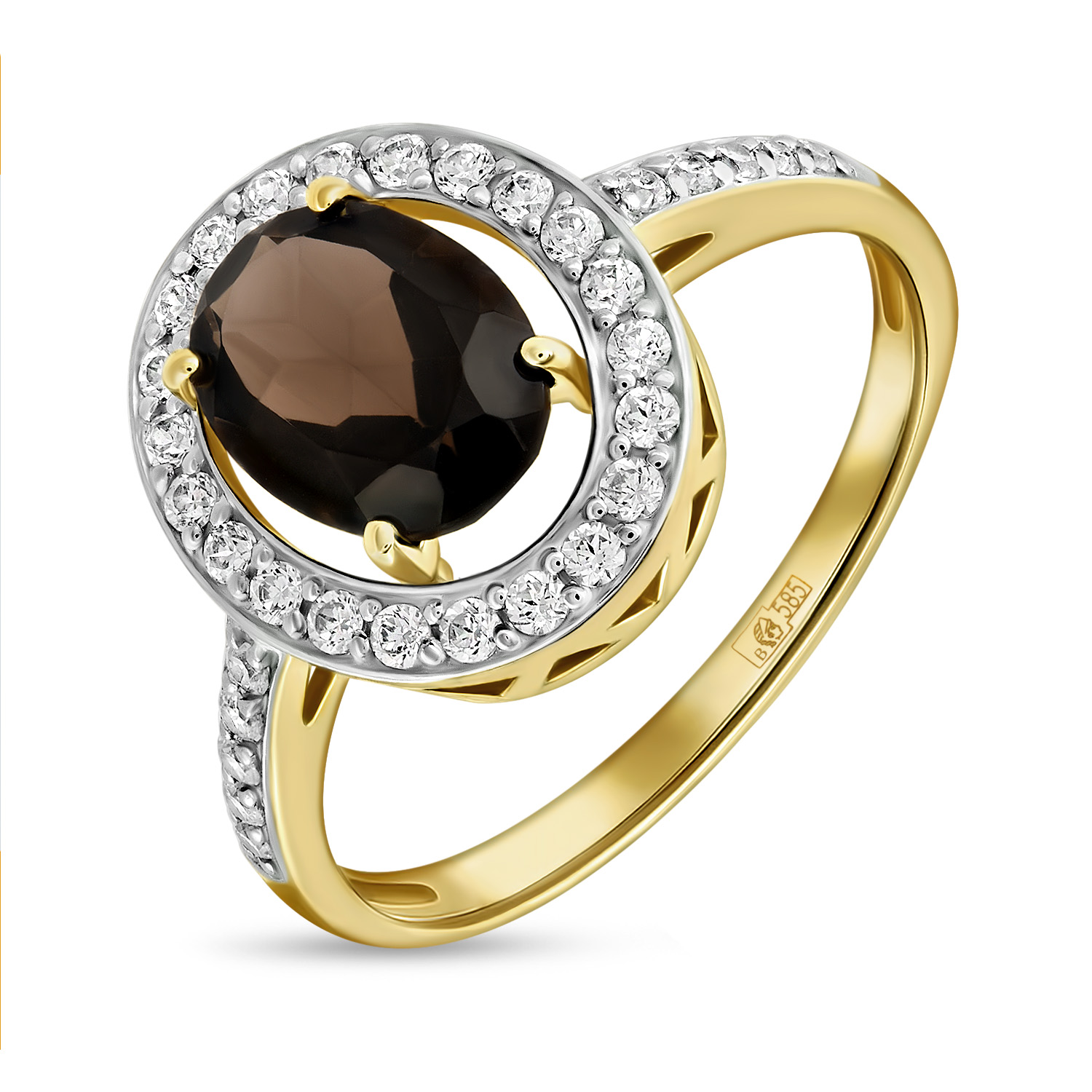 Кольца МЮЗ Золотое кольцо с кварцем и фианитами кольца мюз золотое кольцо с цитрином и кварцем