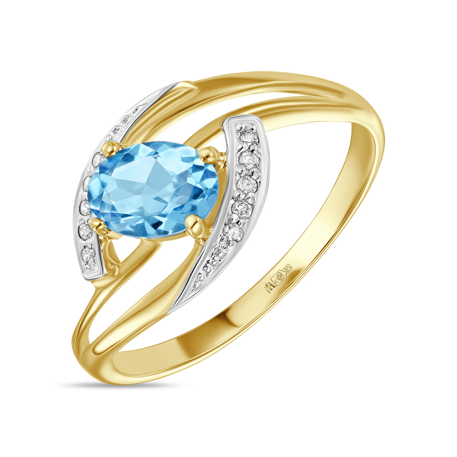 Кольца МЮЗ Золотое кольцо с топазом и бриллиантами 22760