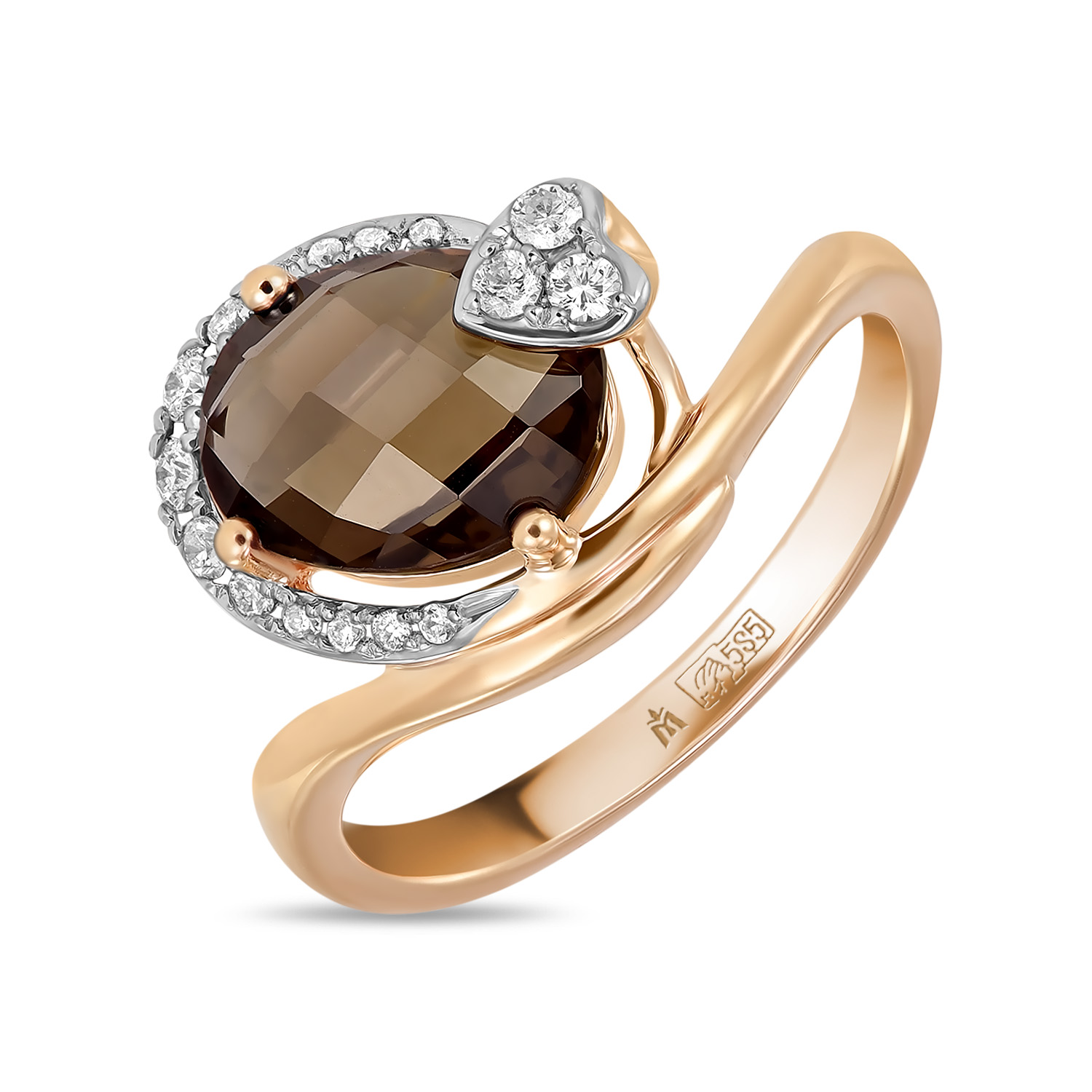Кольца МЮЗ Золотое кольцо с бриллиантами и кварцем кольца мюз золотое кольцо с бриллиантами и кварцем