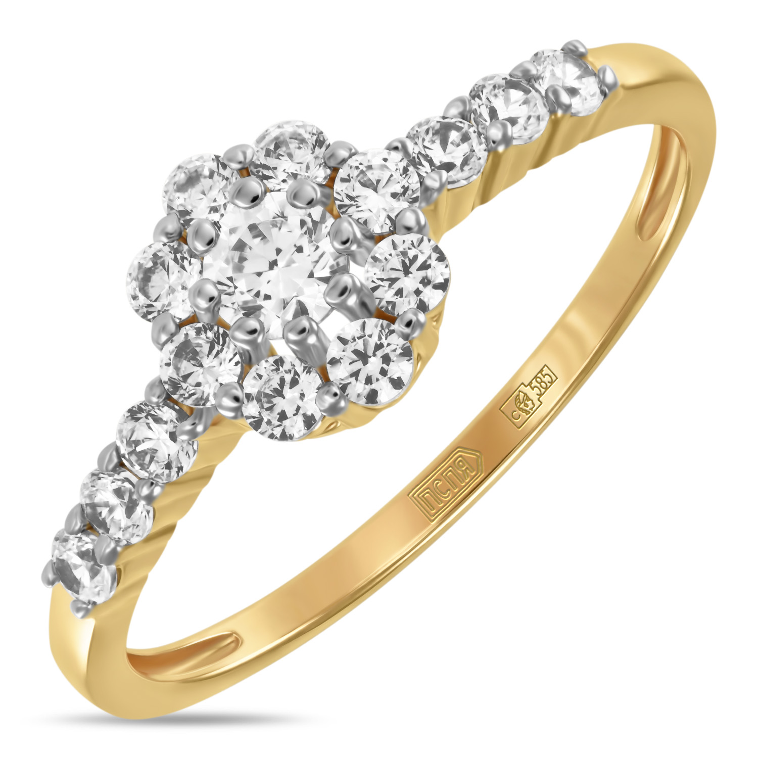 Кольца МЮЗ Золотое кольцо с фианитами кольца мюз золотое кольцо с фианитами
