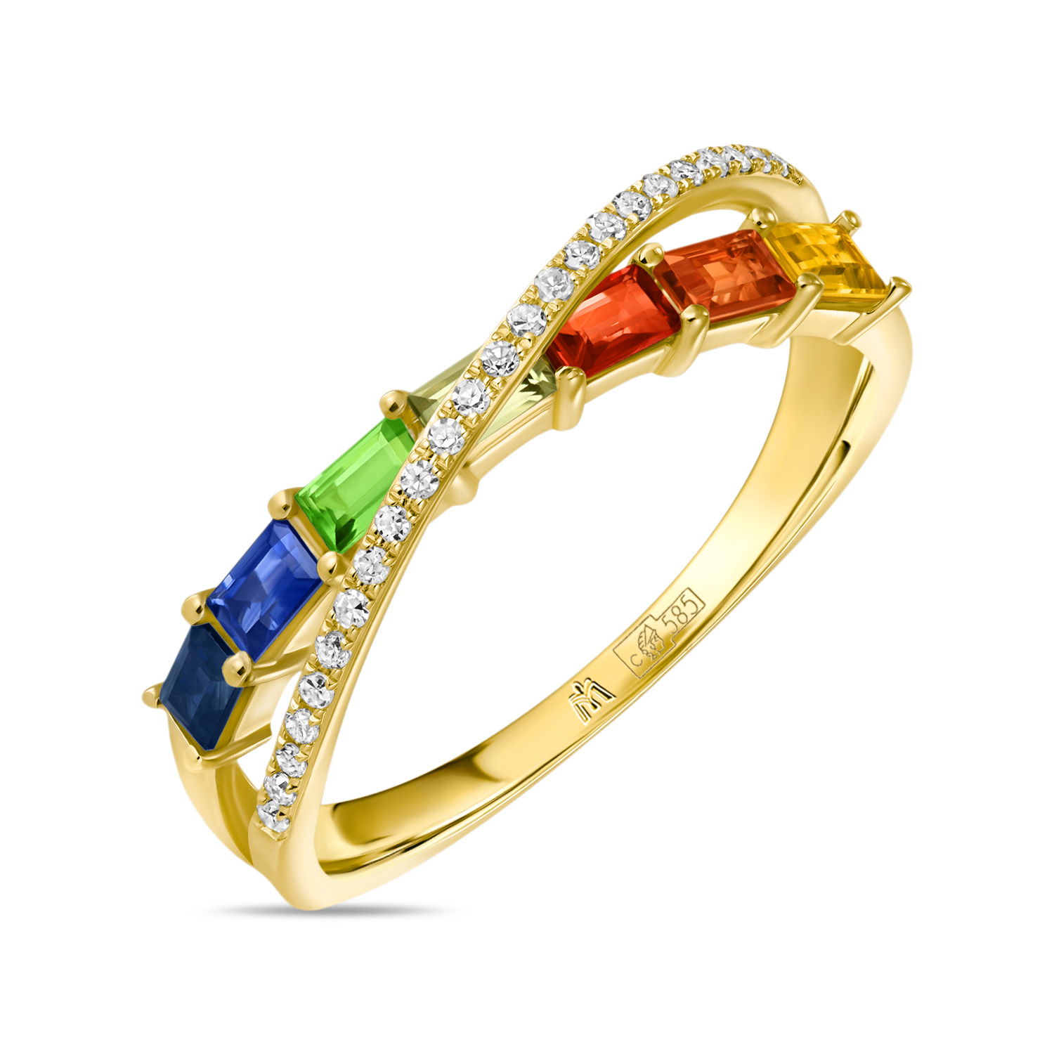 Кольца МЮЗ Кольцо с бриллиантами, гранатом, сапфирами и цветными сапфирами miuz ru кольцо c бриллиантами и цветными сапфирами