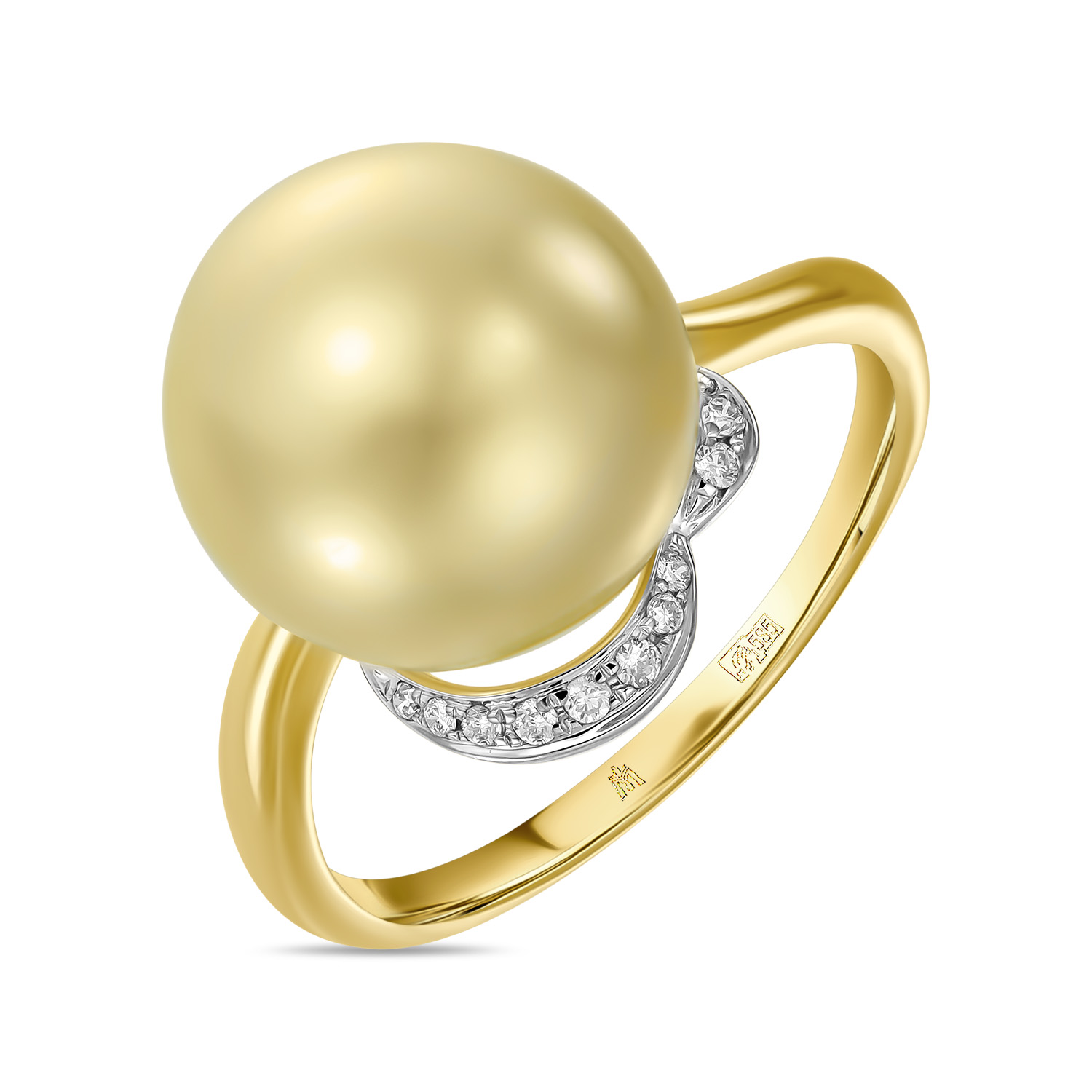 Кольца МЮЗ Золотое кольцо с бриллиантами и жемчугом кольца мюз золотое кольцо с жемчугом