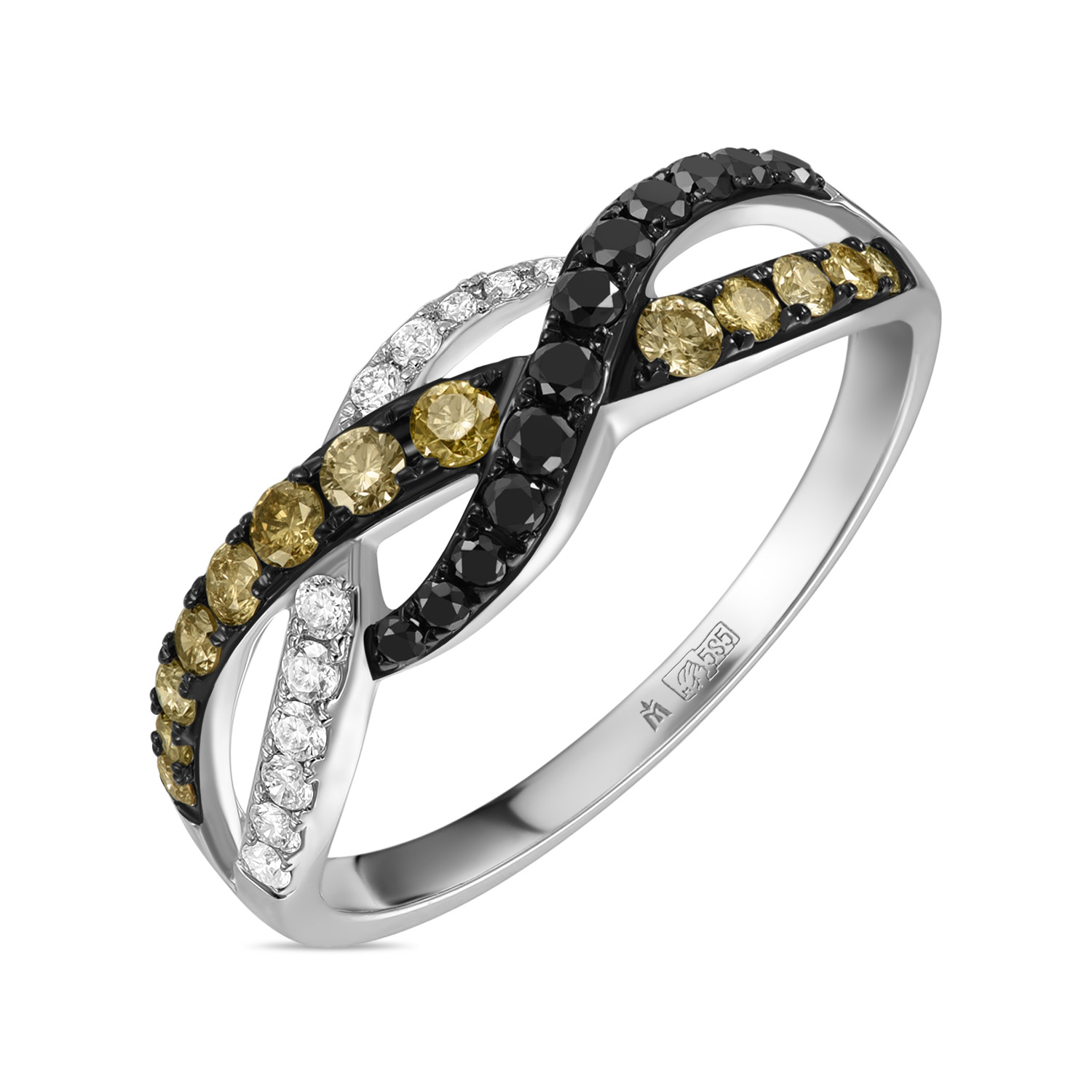 Кольца МЮЗ Кольцо с бриллиантами и облагороженными бриллиантами кольца miuz diamonds r2018 rr01049adi r17