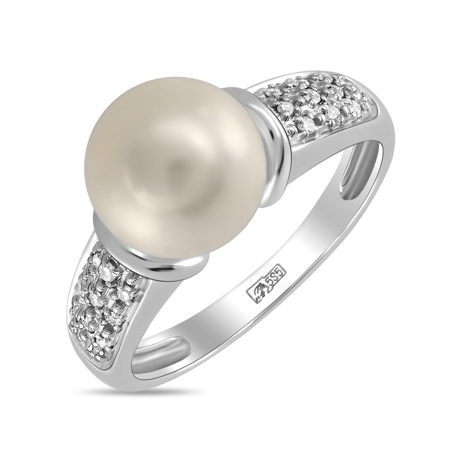 Кольца МЮЗ Золотое кольцо с бриллиантами и жемчугом 25395