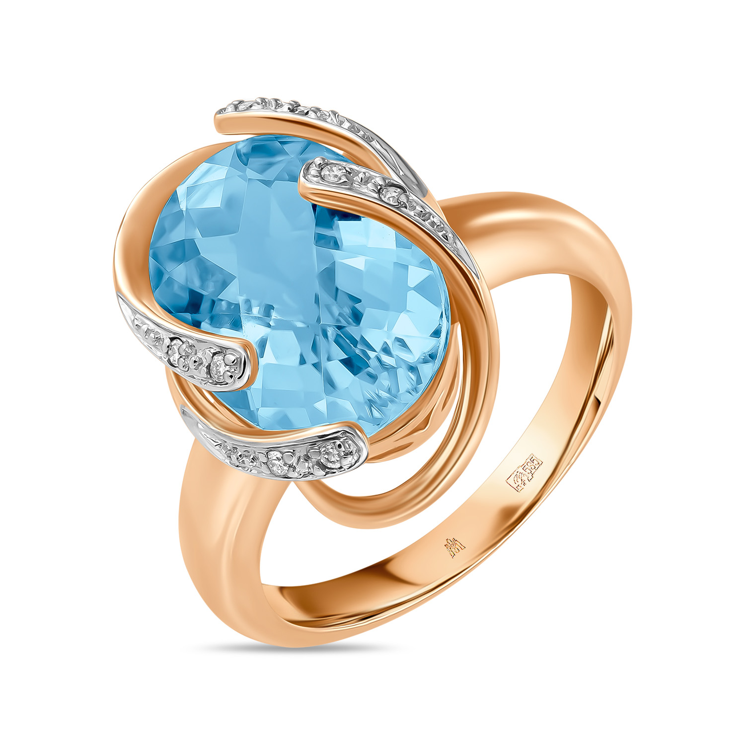 кольца мюз золотое кольцо с топазом цитрином и бриллиантами Кольца МЮЗ Золотое кольцо с топазом и бриллиантами