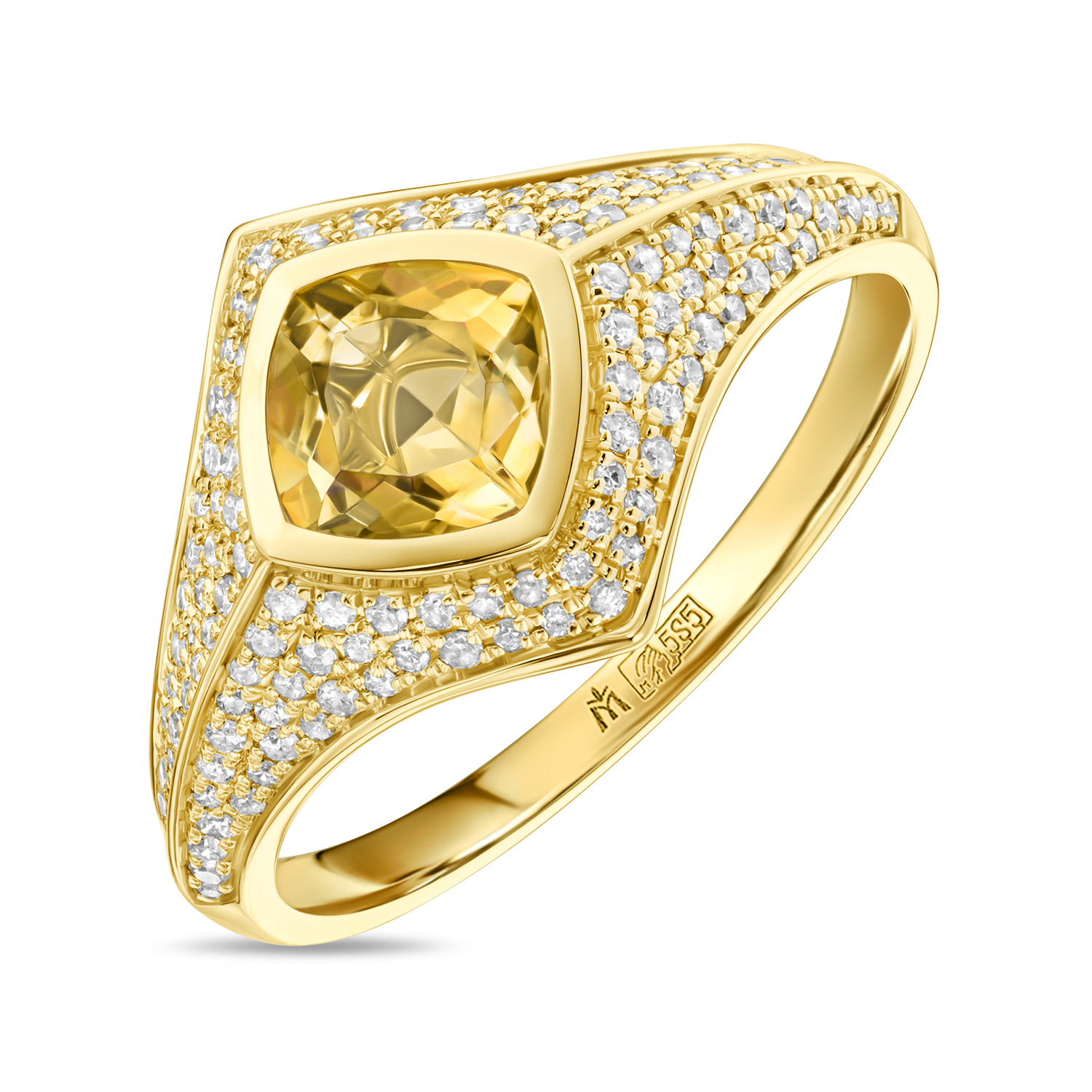 Кольца МЮЗ Кольцо с цитрином и бриллиантами кольца мюз золотое кольцо с цитрином и бриллиантами
