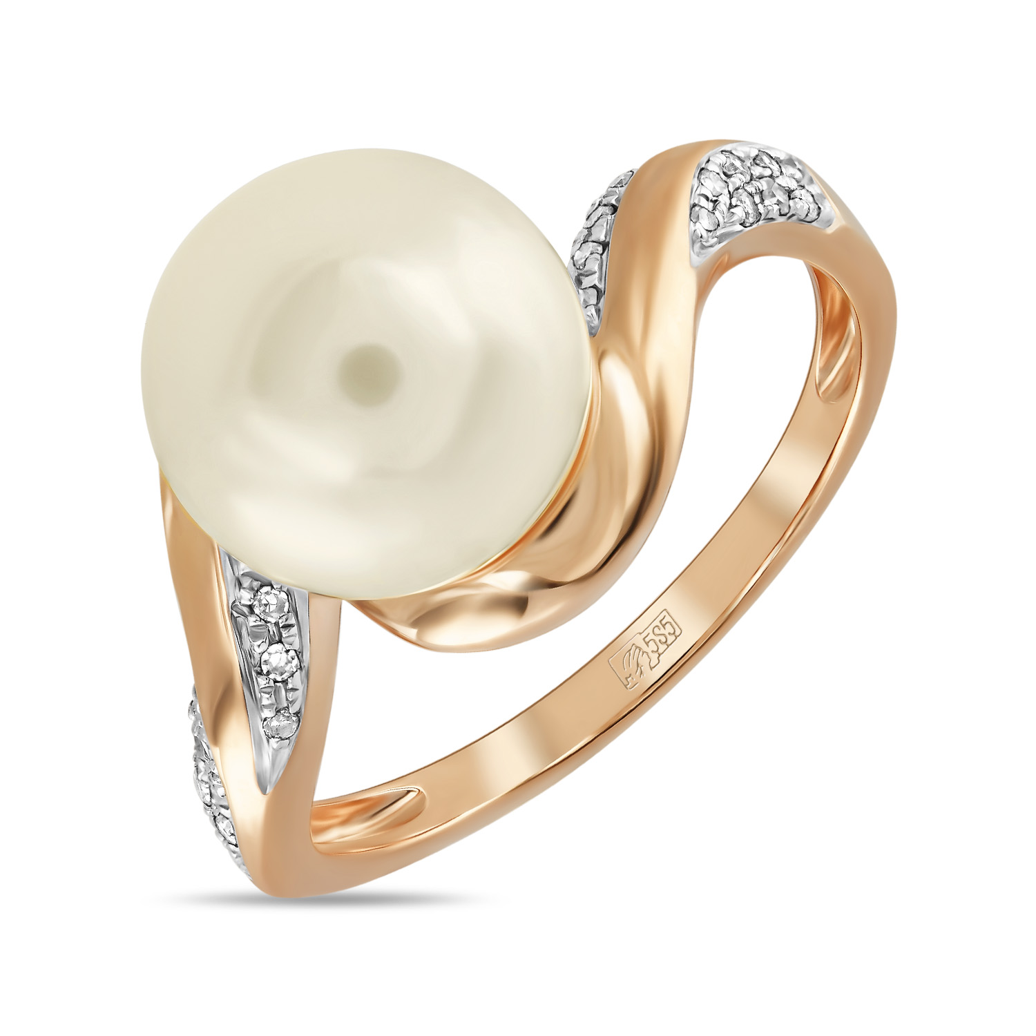 Кольца МЮЗ Золотое кольцо с бриллиантами и жемчугом 31160