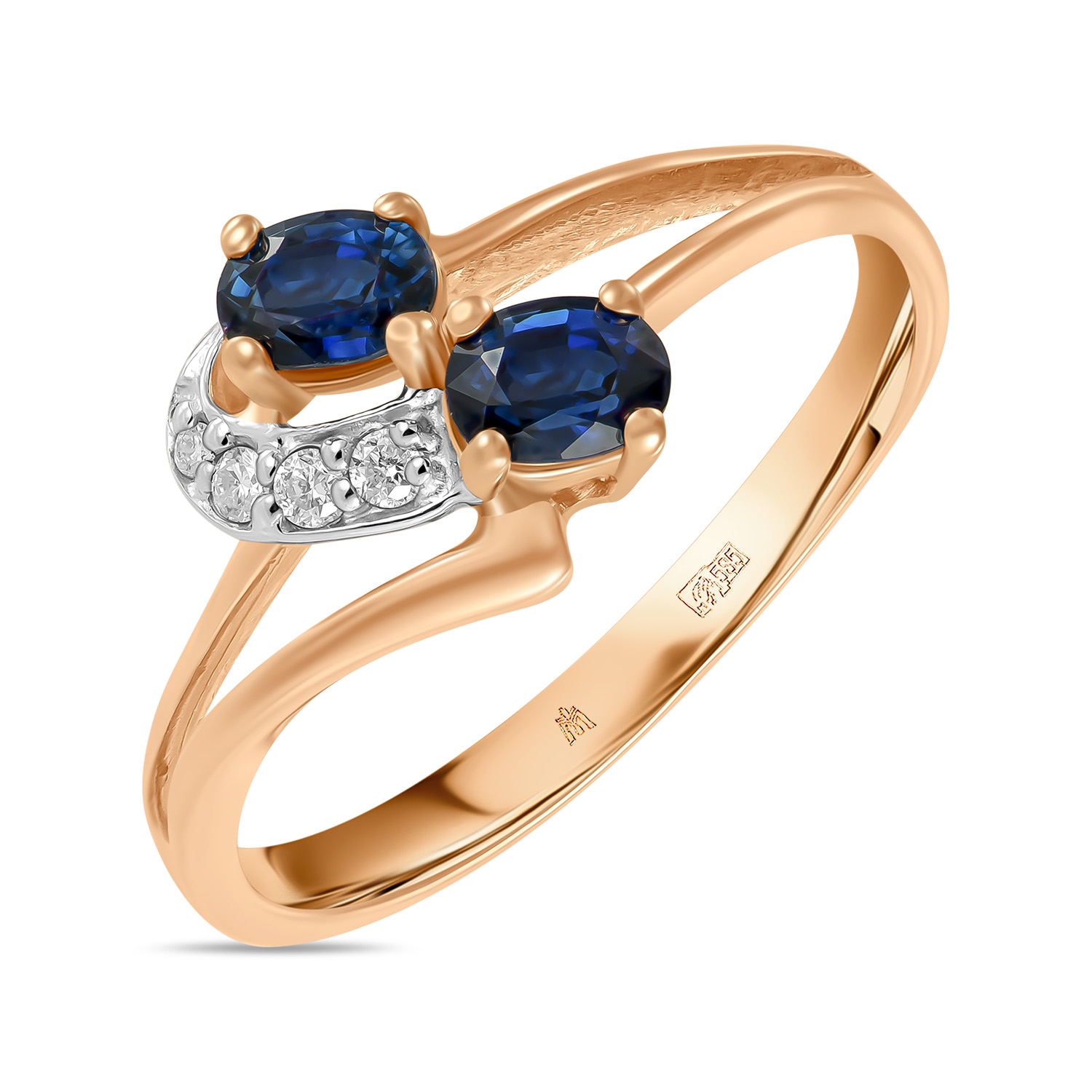 Кольца МЮЗ Золотое кольцо с бриллиантами и сапфирами 25395