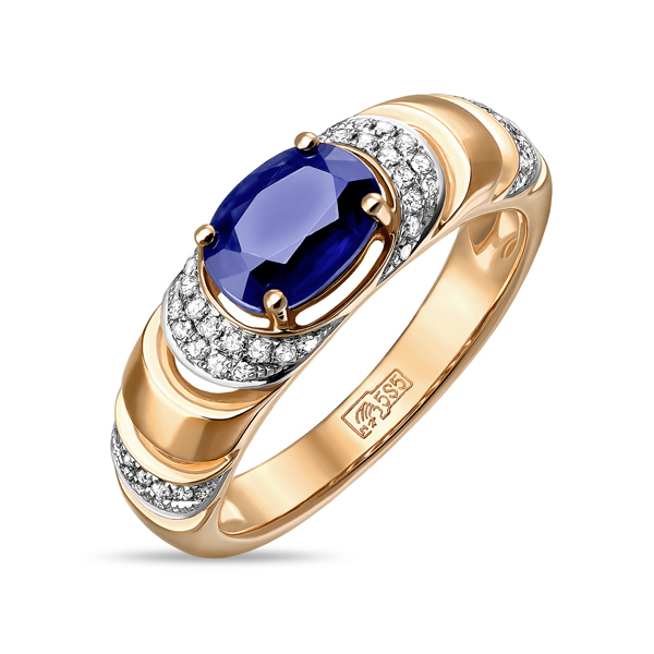Кольца МЮЗ Золотое кольцо с бриллиантами и кианитом 46196