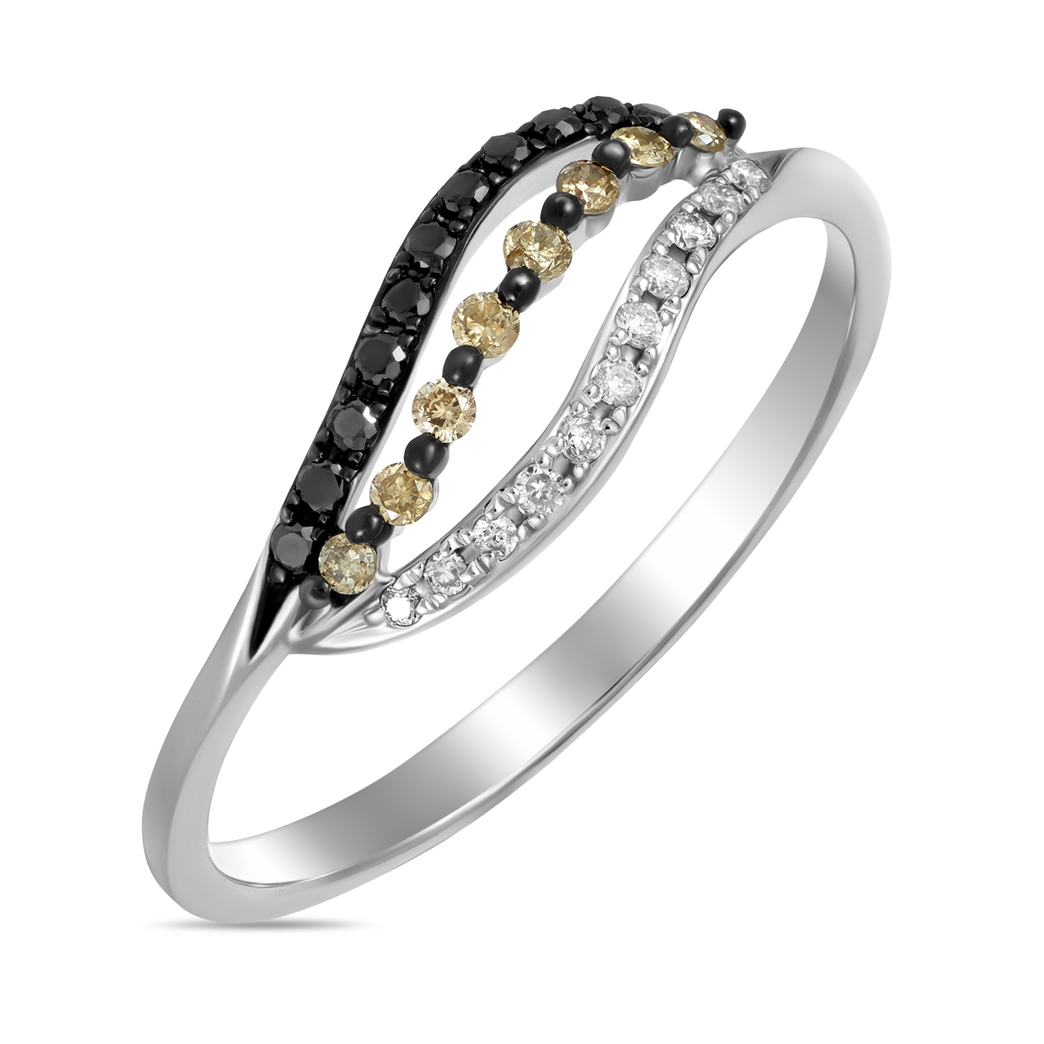 Кольца МЮЗ Золотое кольцо с бриллиантами и облагороженными бриллиантами