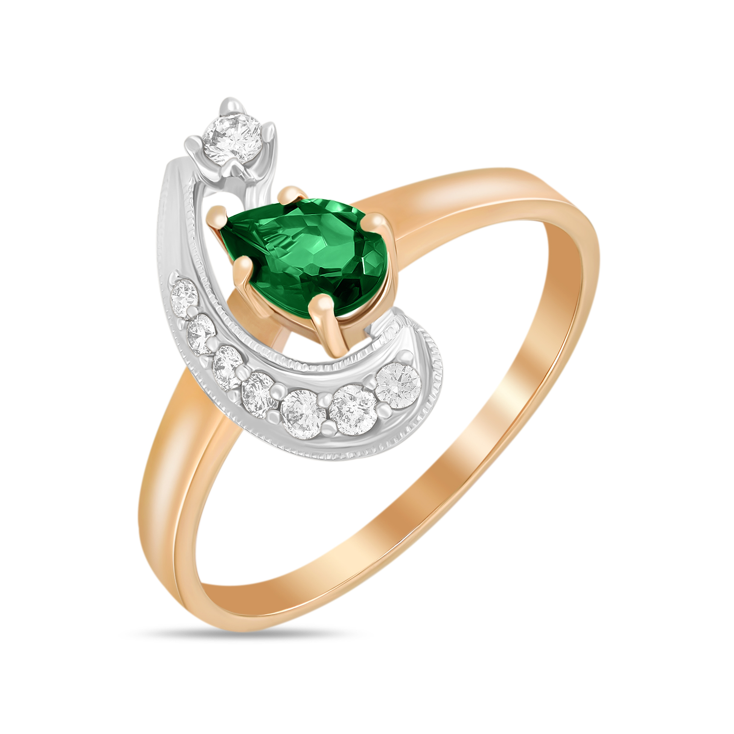 золотое кольцо с турмалином бриллиантами Кольца МЮЗ Золотое кольцо с бриллиантами и турмалином