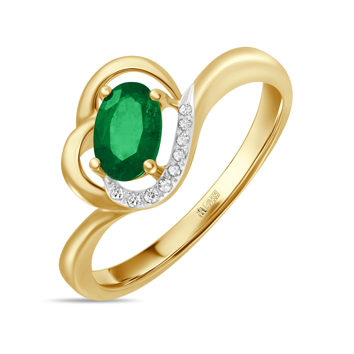 Кольца МЮЗ Золотое кольцо с бриллиантами и изумрудом 24395