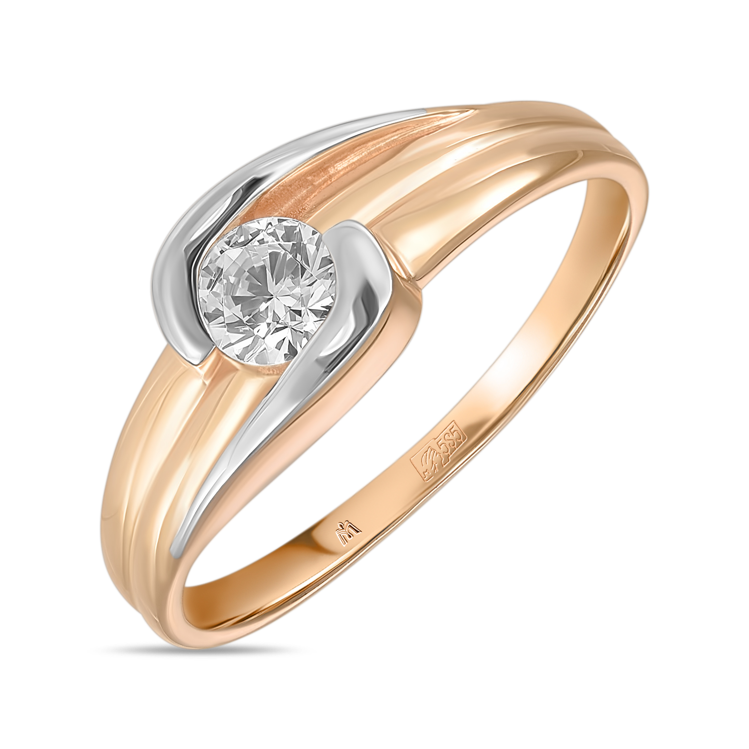 Кольца МЮЗ Золотое кольцо с фианитом кольца мюз золотое кольцо с фианитом