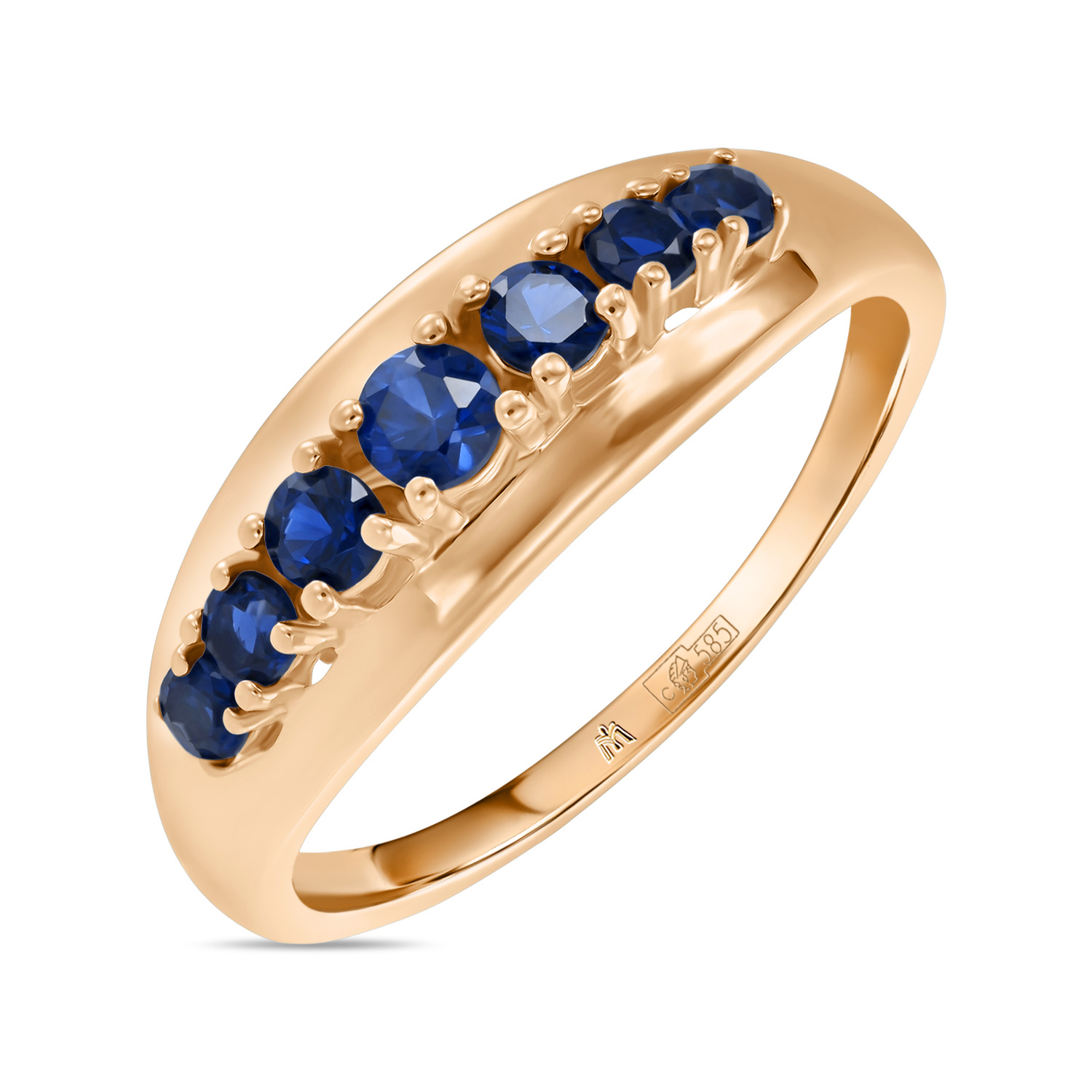 кольца мюз золотое кольцо с цветными сапфирами и выращенным сапфиром Кольца МЮЗ Золотое кольцо с выращенным сапфиром