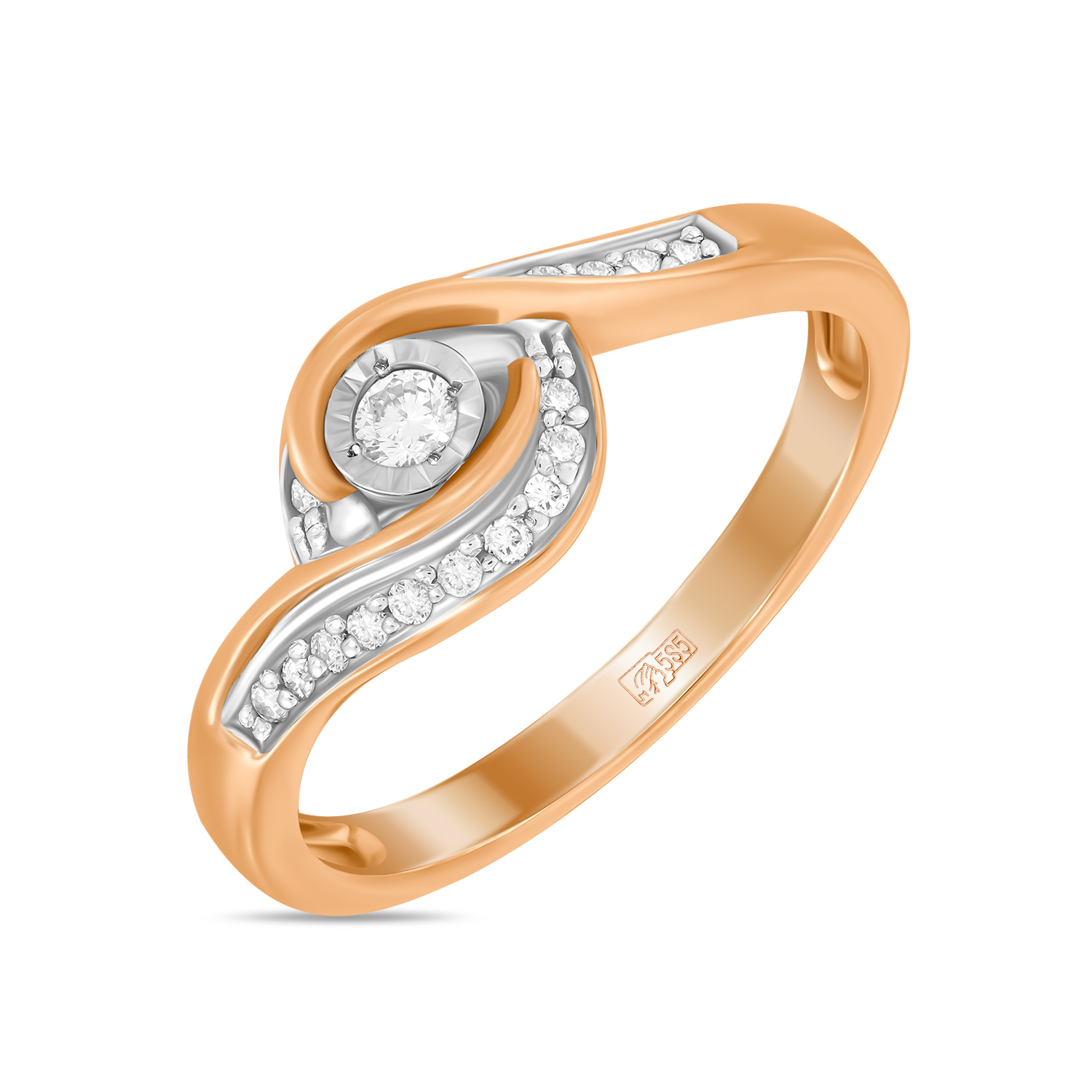 Кольца МЮЗ Золотое кольцо с бриллиантами 35596