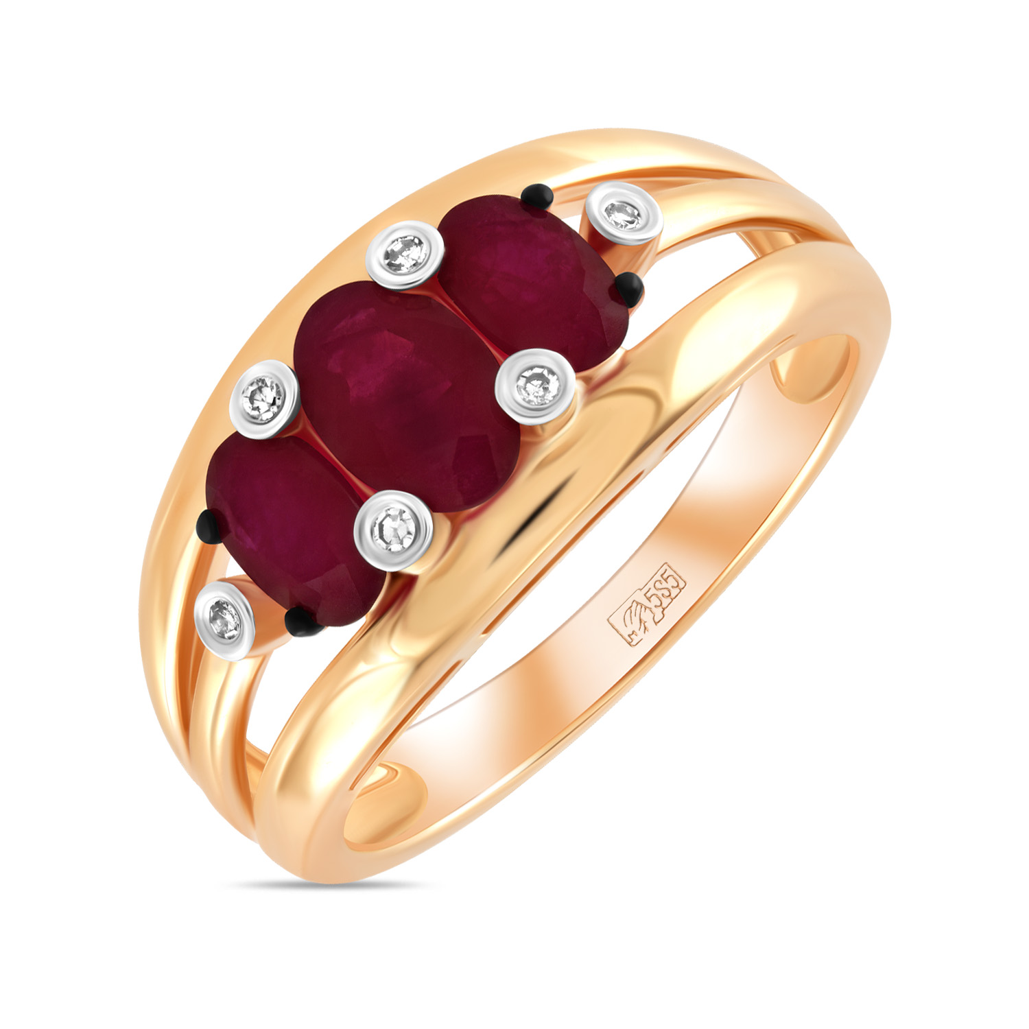 кольца мюз золотое кольцо с бриллиантами рубинами и сапфирами Кольца МЮЗ Золотое кольцо с бриллиантами и рубинами