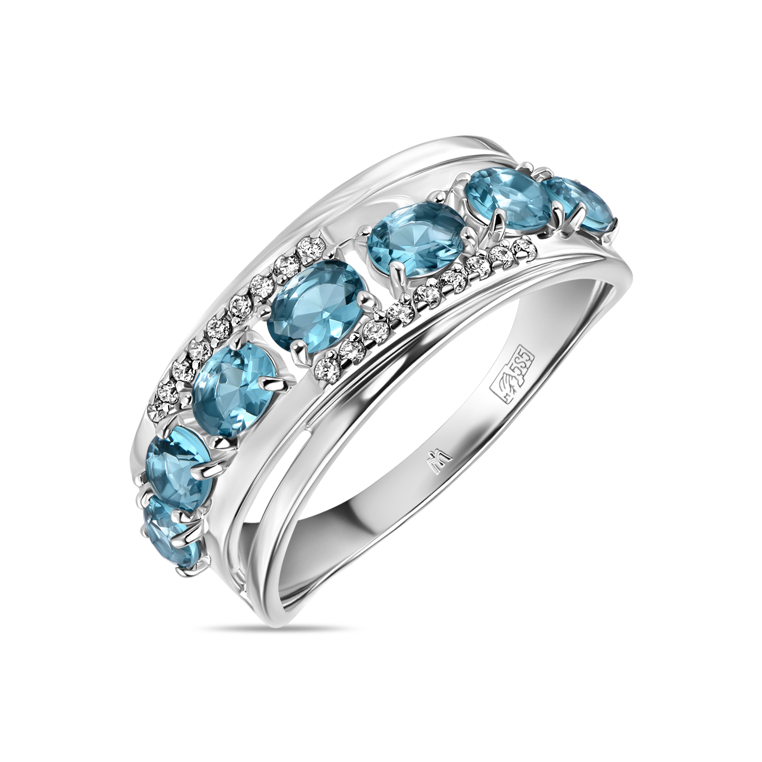 Кольца МЮЗ Серебряное кольцо с кристаллом и фианитами кольца мюз серебряное кольцо с кристаллом и фианитами