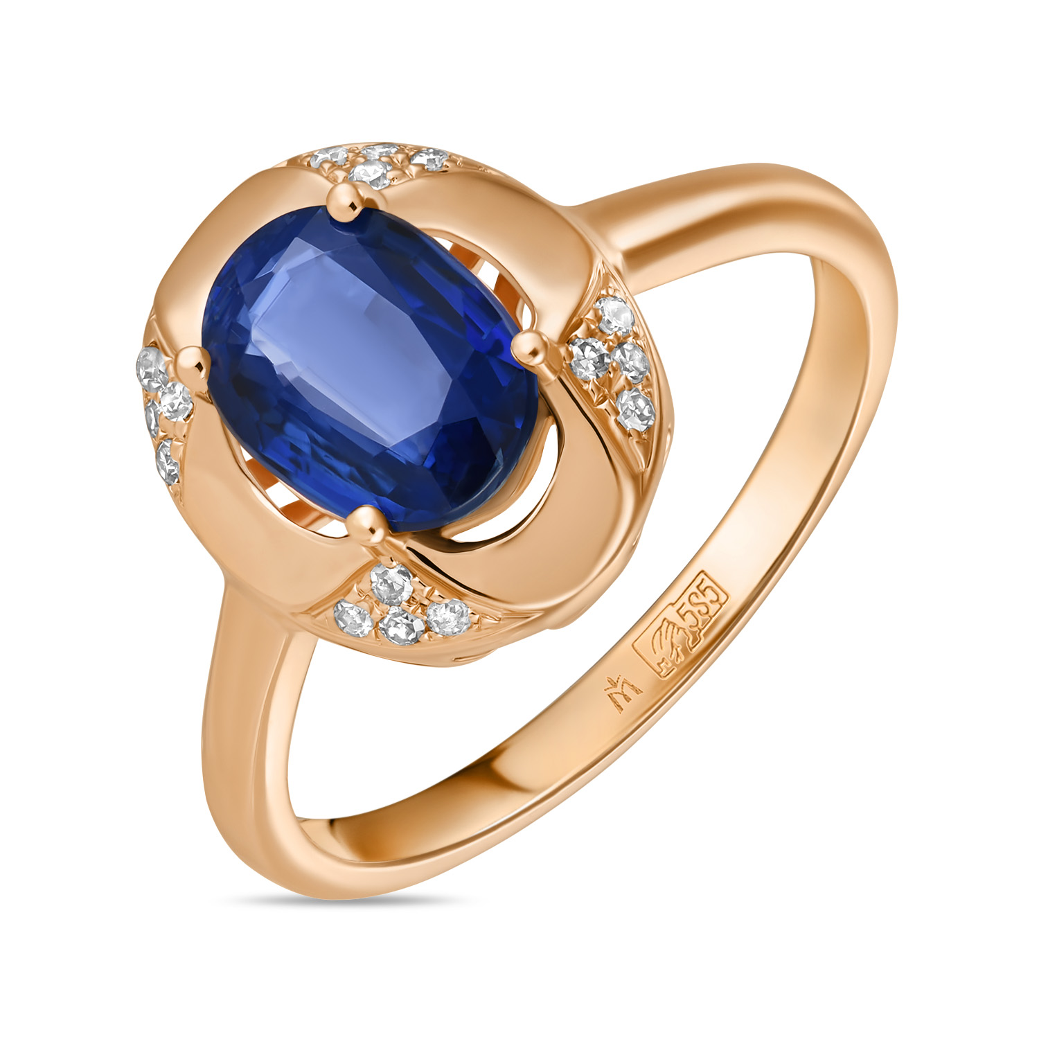 Кольца МЮЗ Золотое кольцо с бриллиантами и кианитом кольца мюз золотое кольцо с бриллиантами и кианитом