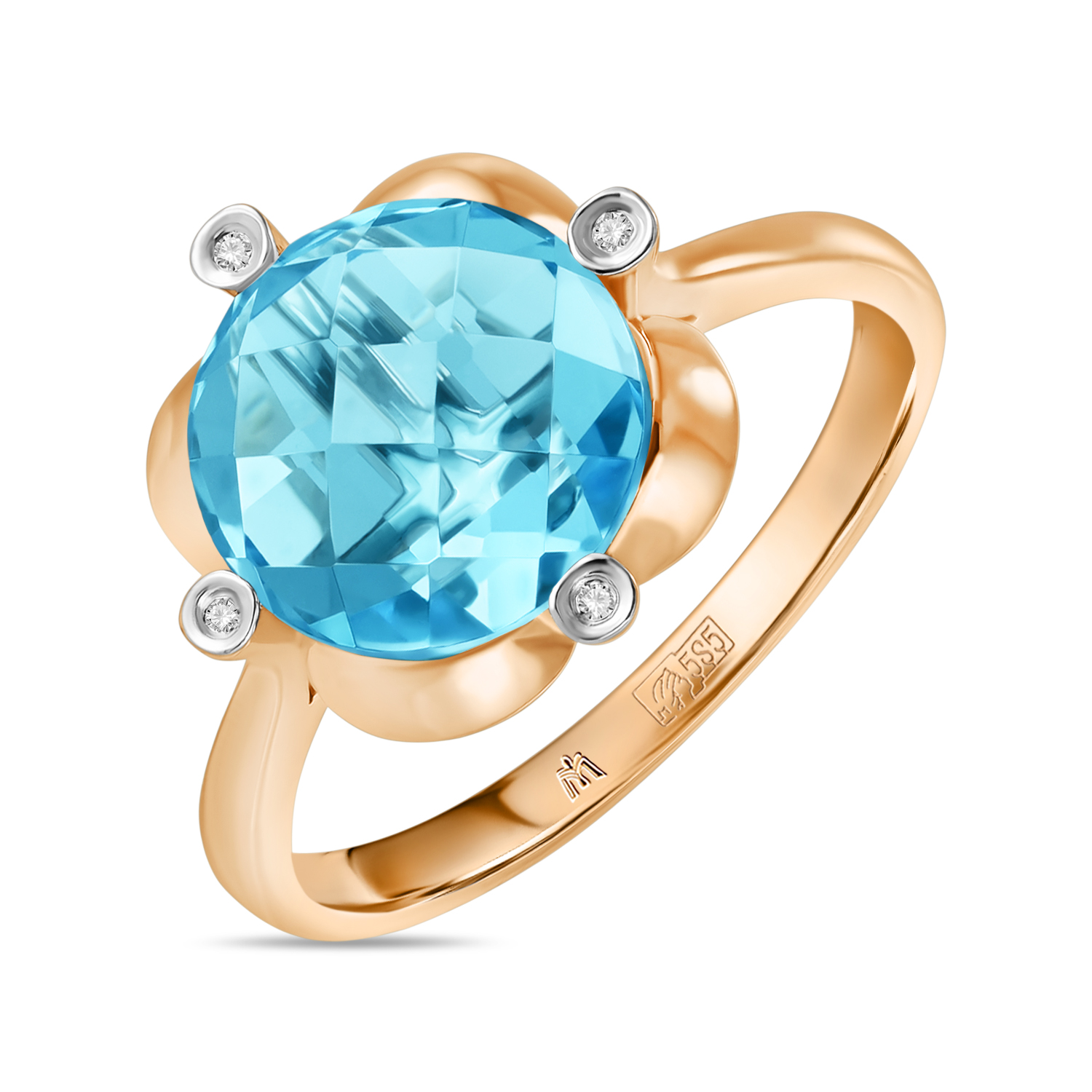 Кольца МЮЗ Золотое кольцо с топазом и бриллиантами кольца мюз золотое кольцо с бриллиантами и топазом
