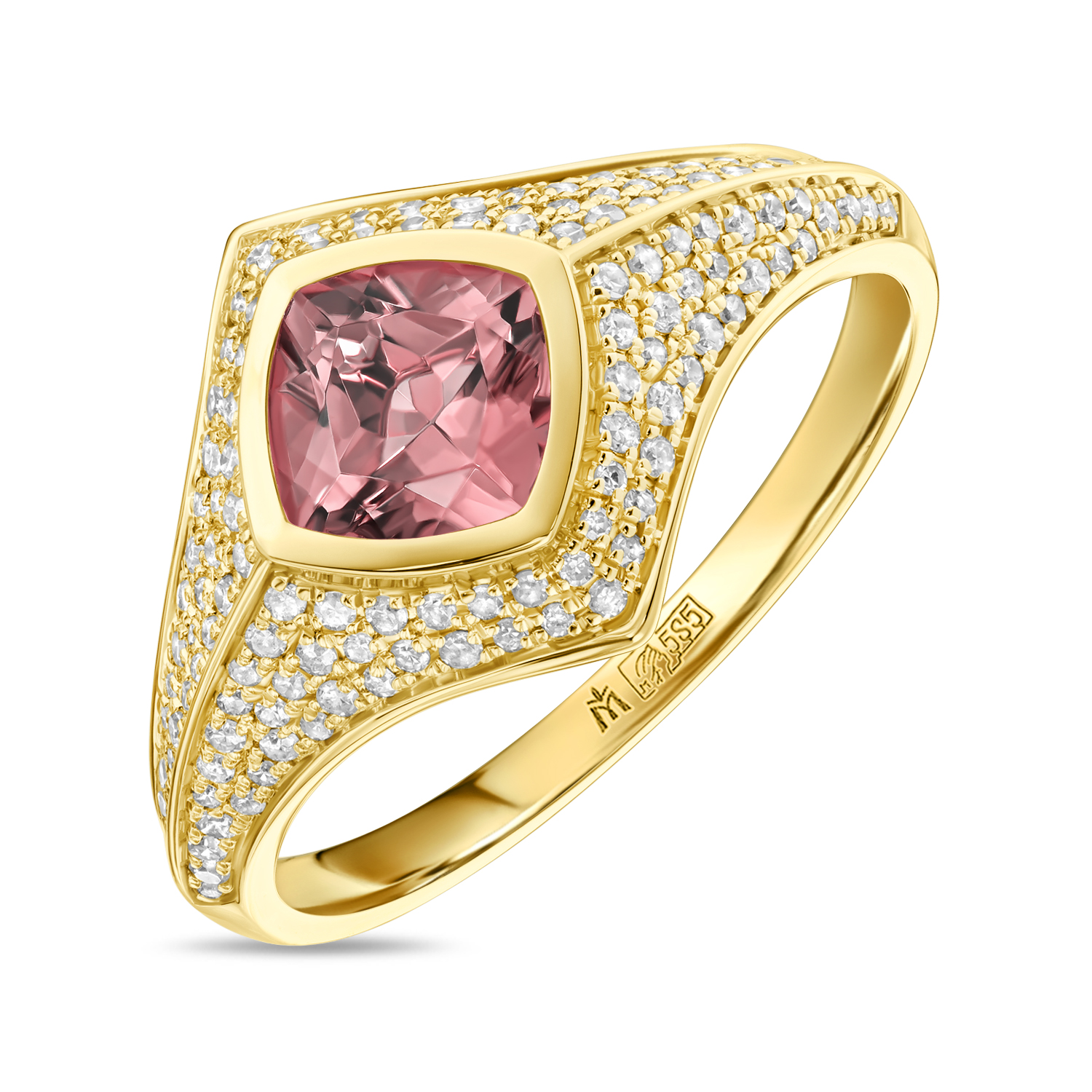 Кольца МЮЗ Кольцо с бриллиантами и турмалином кольца мюз золотое кольцо с бриллиантами и турмалином